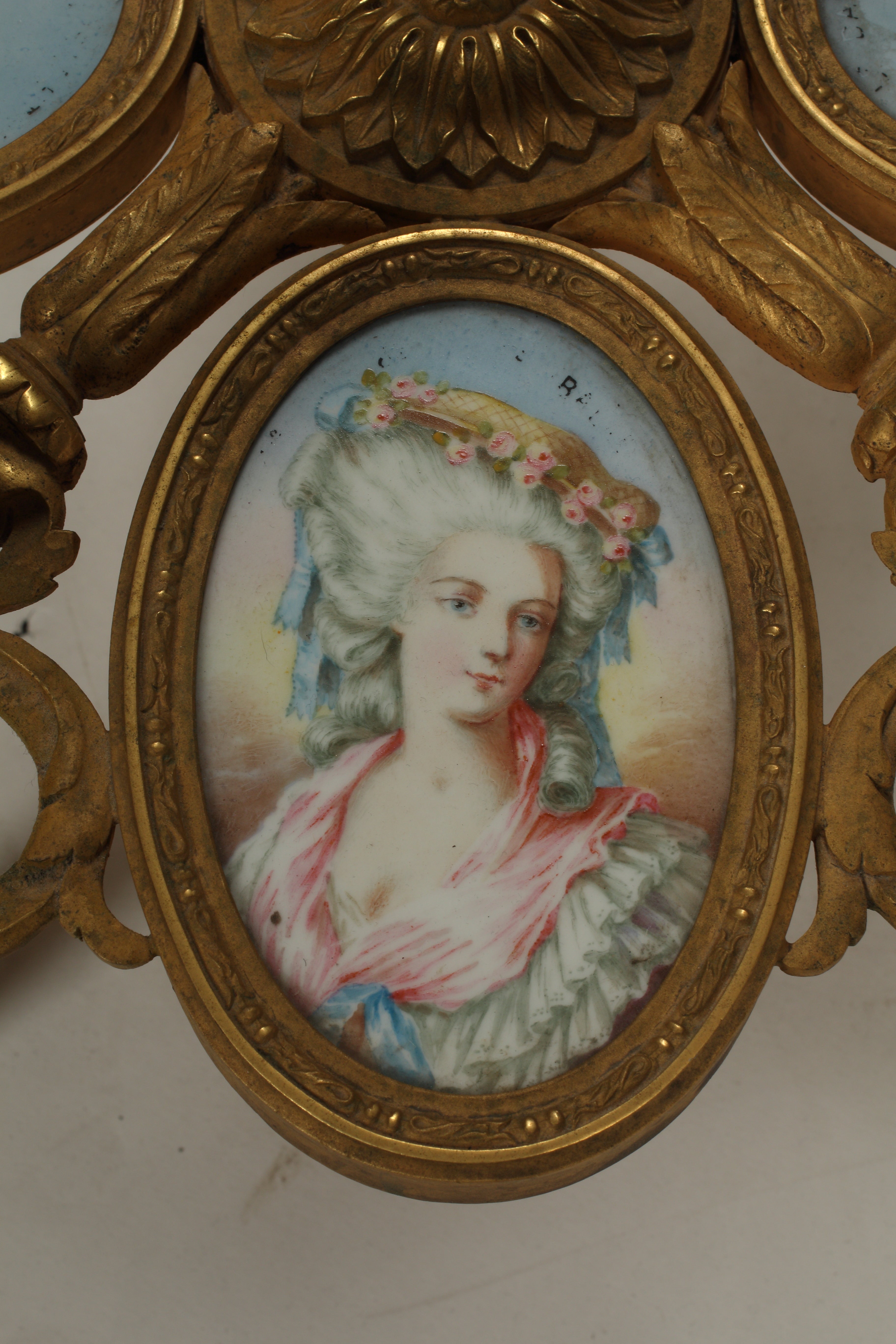 19th Century French Louis XVI Style Dore Bronze & Porcelain Table