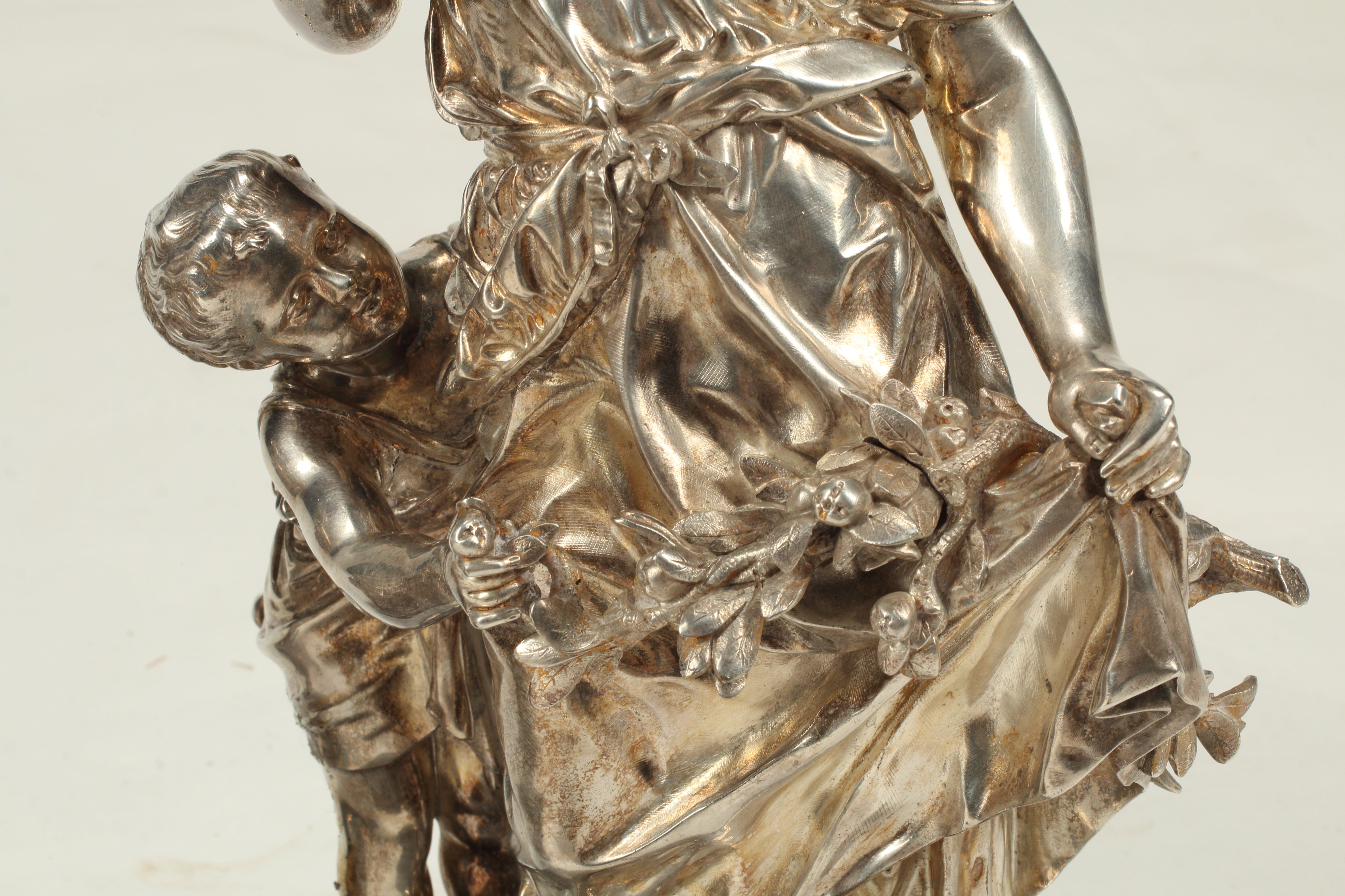 Pair of Silvered Bronze Figural Lamps, 19th Century French