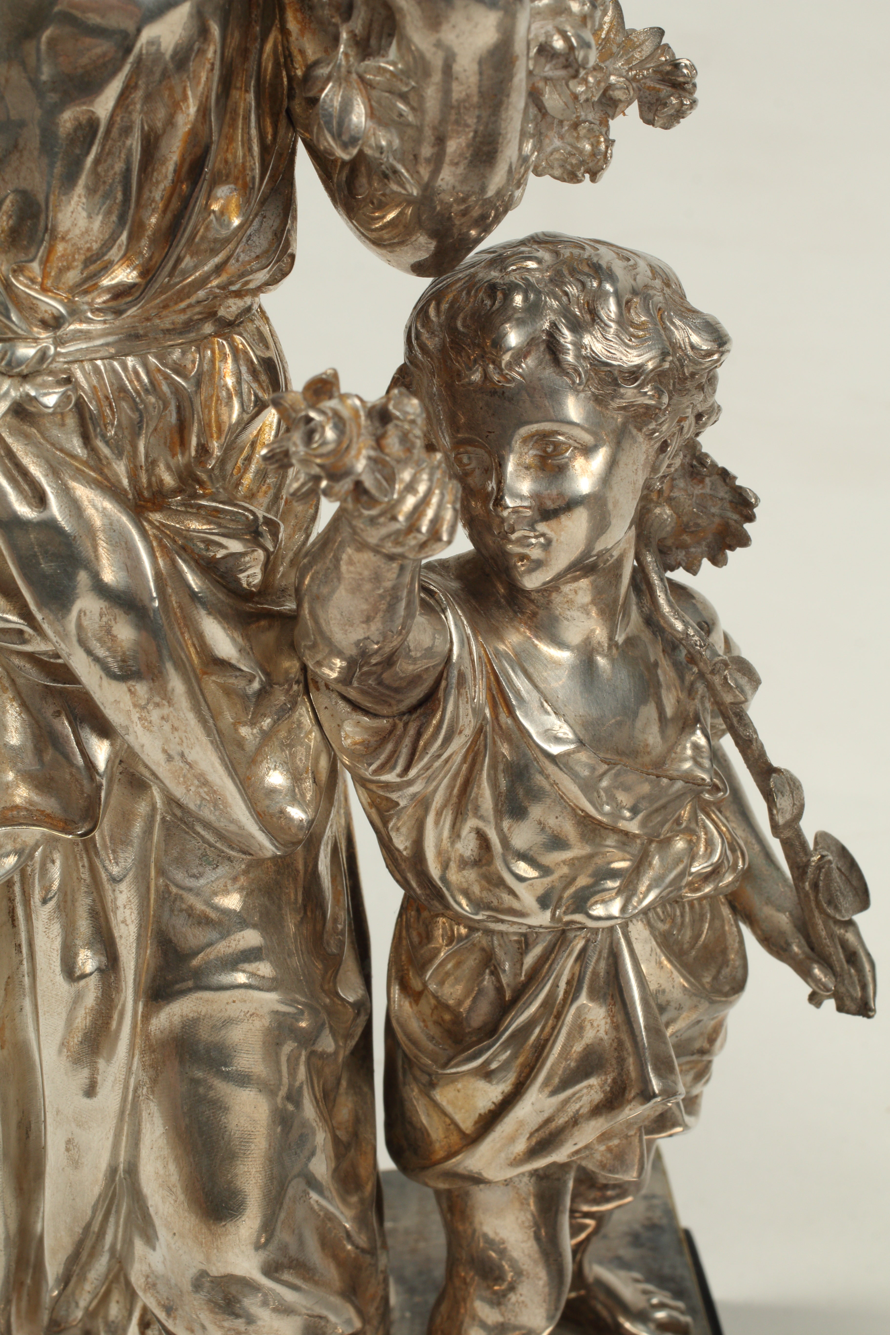 Pair of Silvered Bronze Figural Lamps, 19th Century French