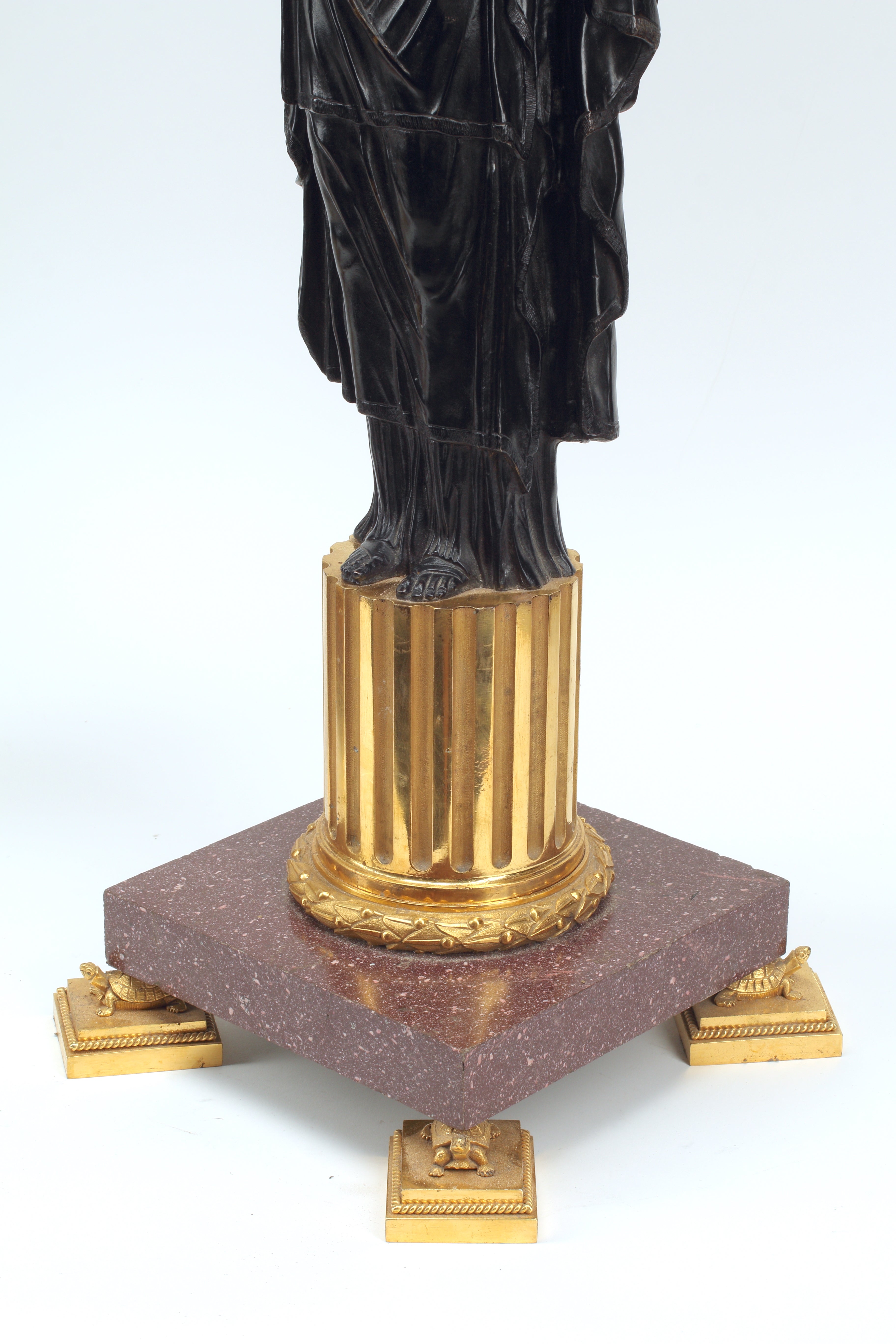 Pair of Patinated and Gilt Bronze Candelabra, 19th Century French Empire