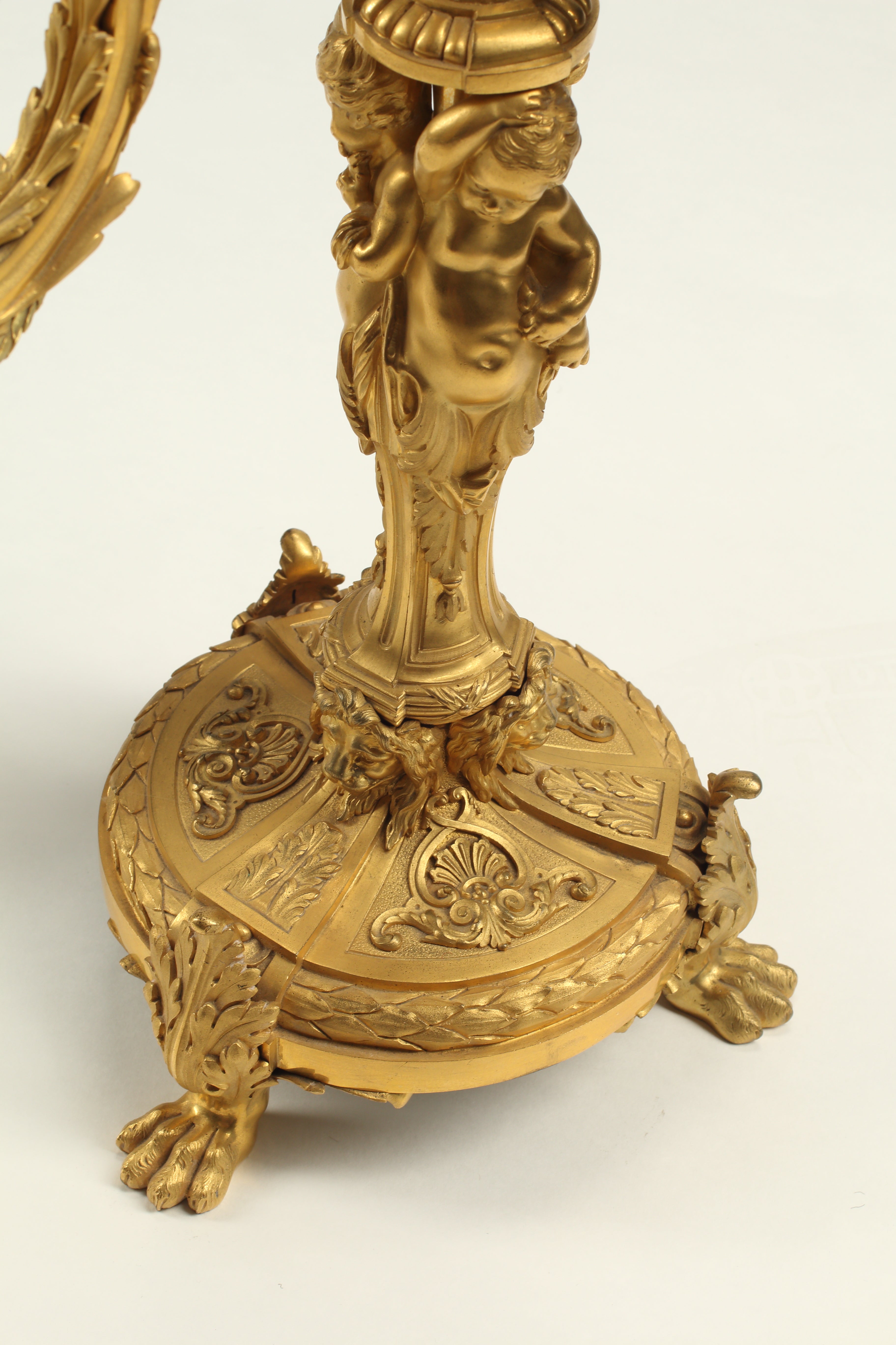 Gilt Bronze Three Light Candelabra, 19th Century French