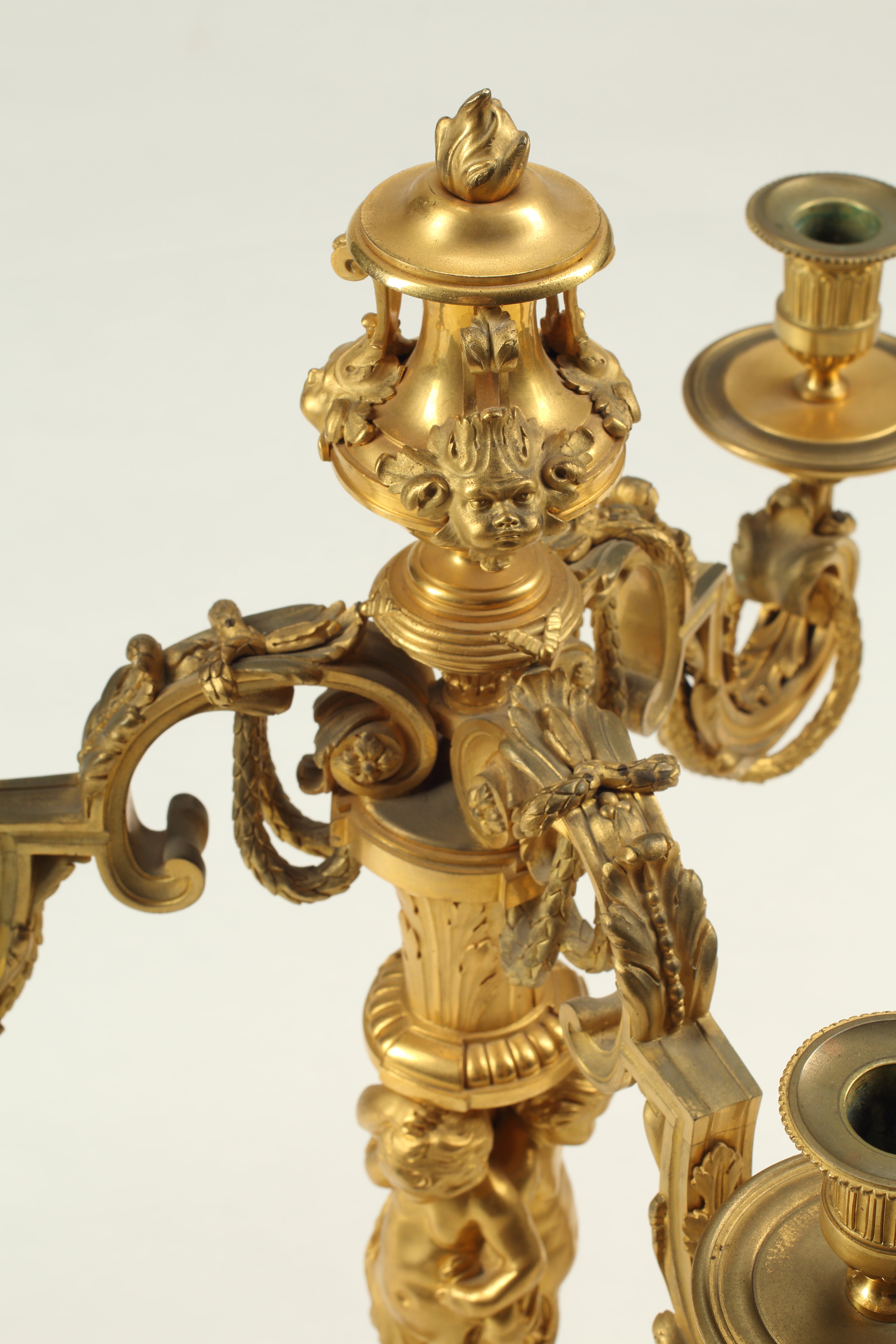 Gilt Bronze Three Light Candelabra, 19th Century French