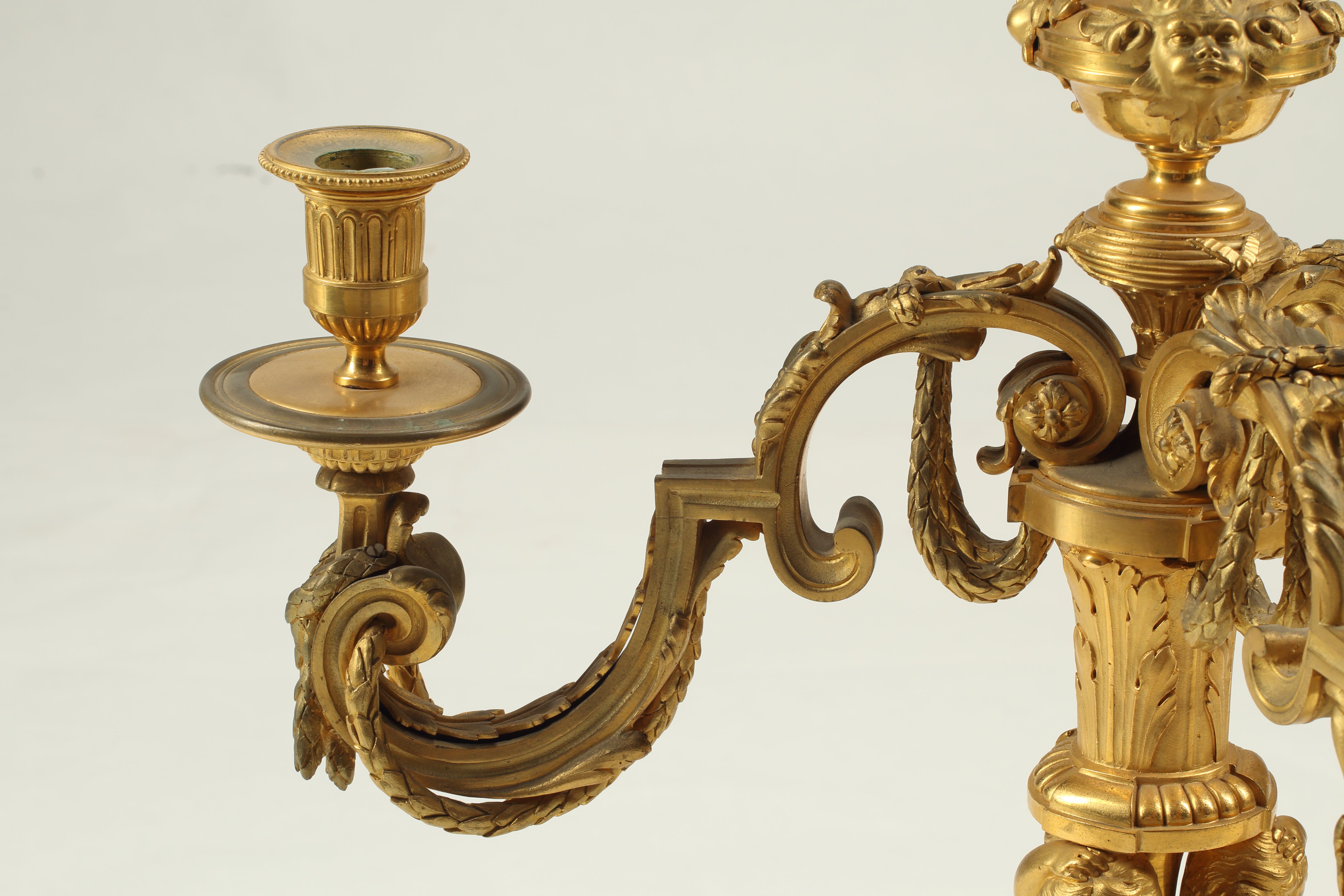 Gilt Bronze Three Light Candelabra, 19th Century French