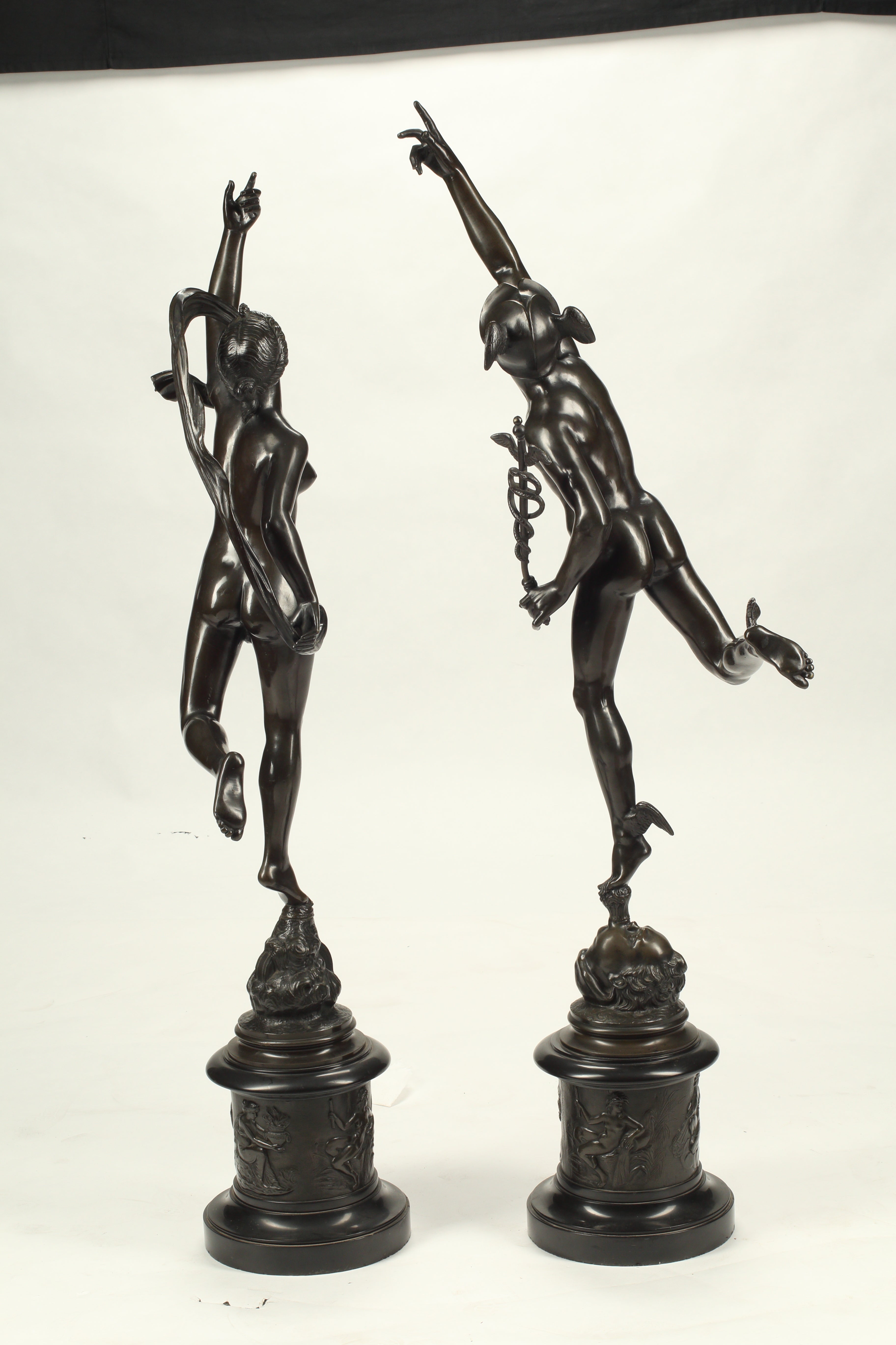 Pair of Patinated Bronze Figures of Mercury and Fortuna, 19th Century French