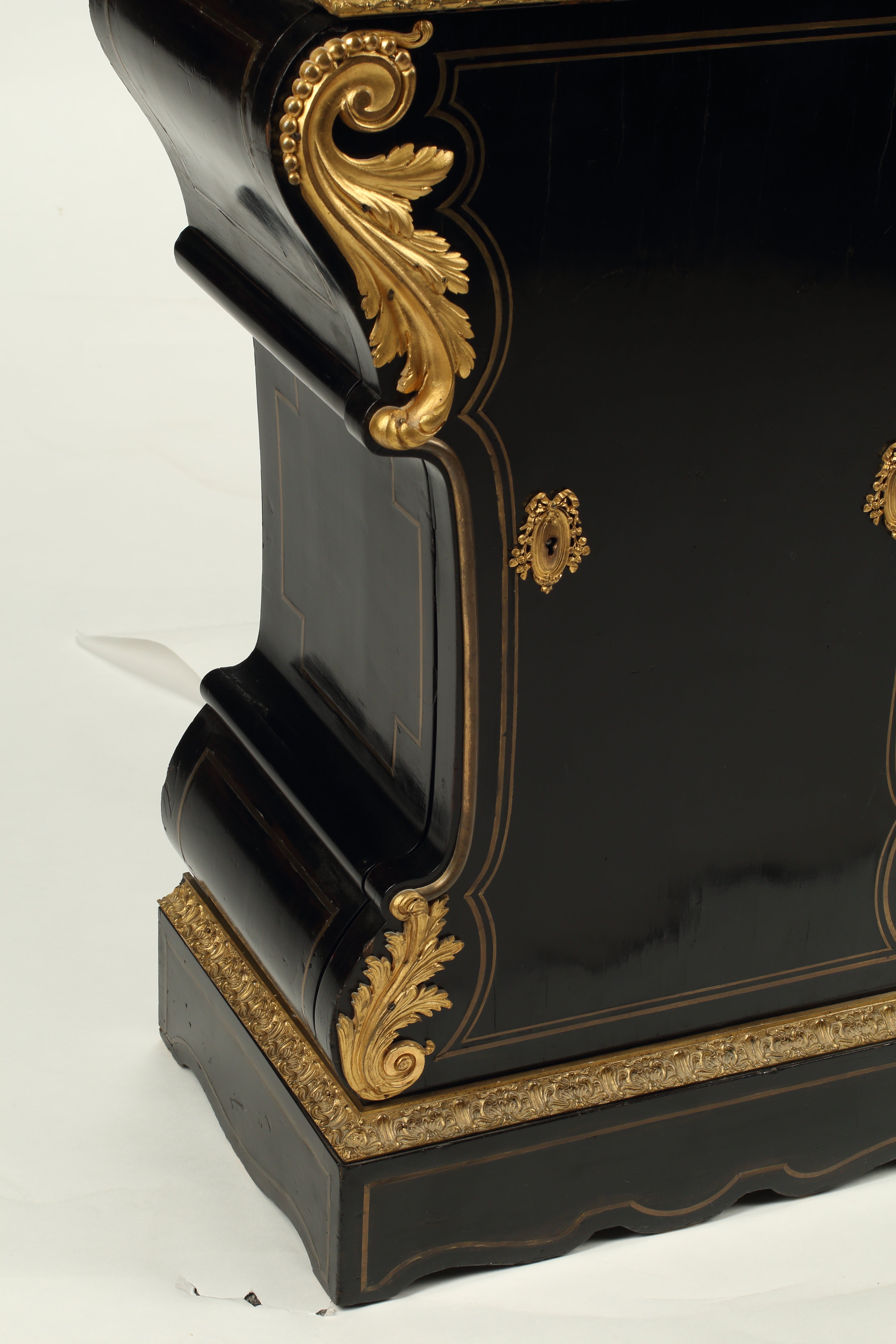 Pair of Régence Style Brass Inlaid and Ebonized Pedestals, 19th Century French