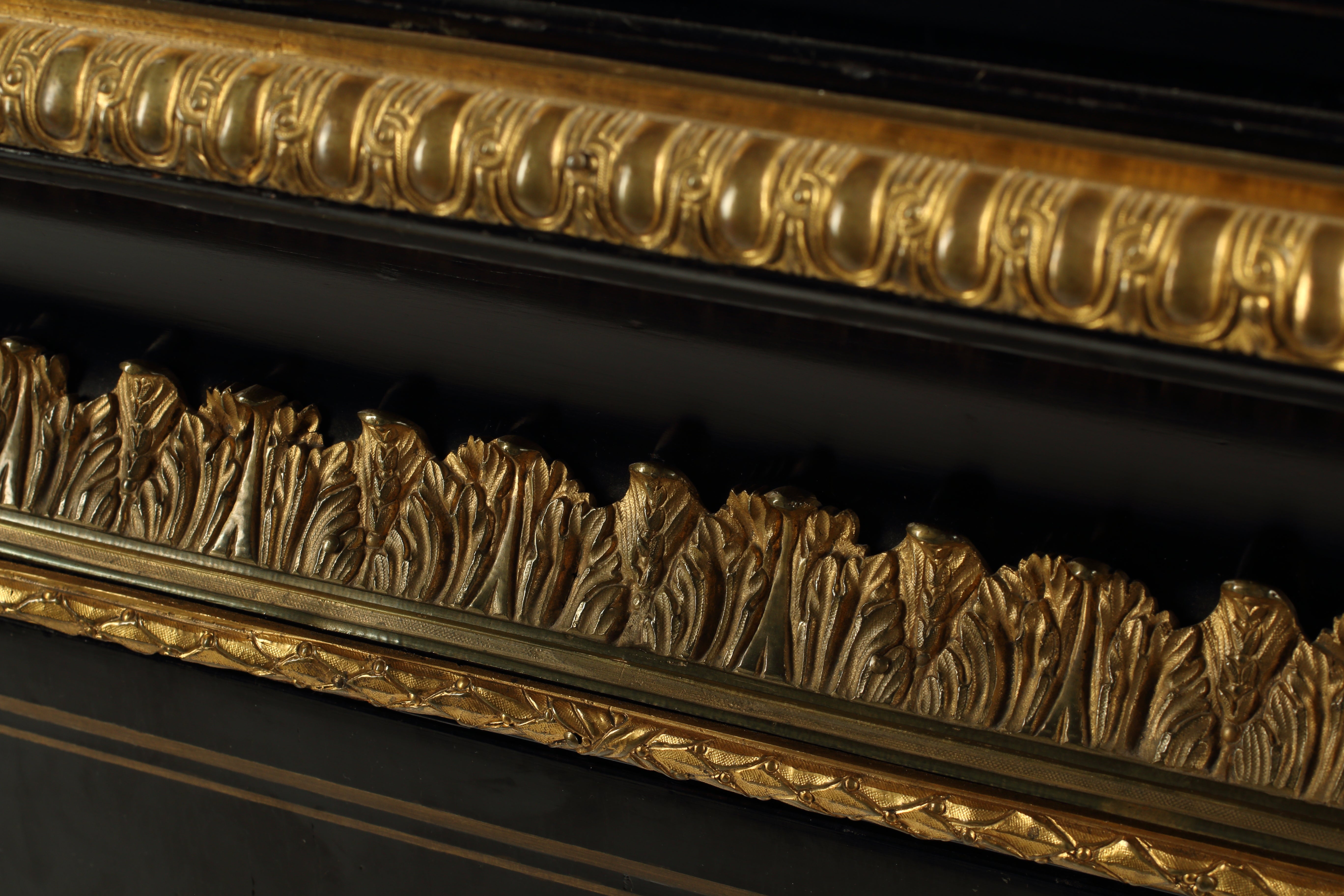 Pair of Régence Style Brass Inlaid and Ebonized Pedestals, 19th Century French
