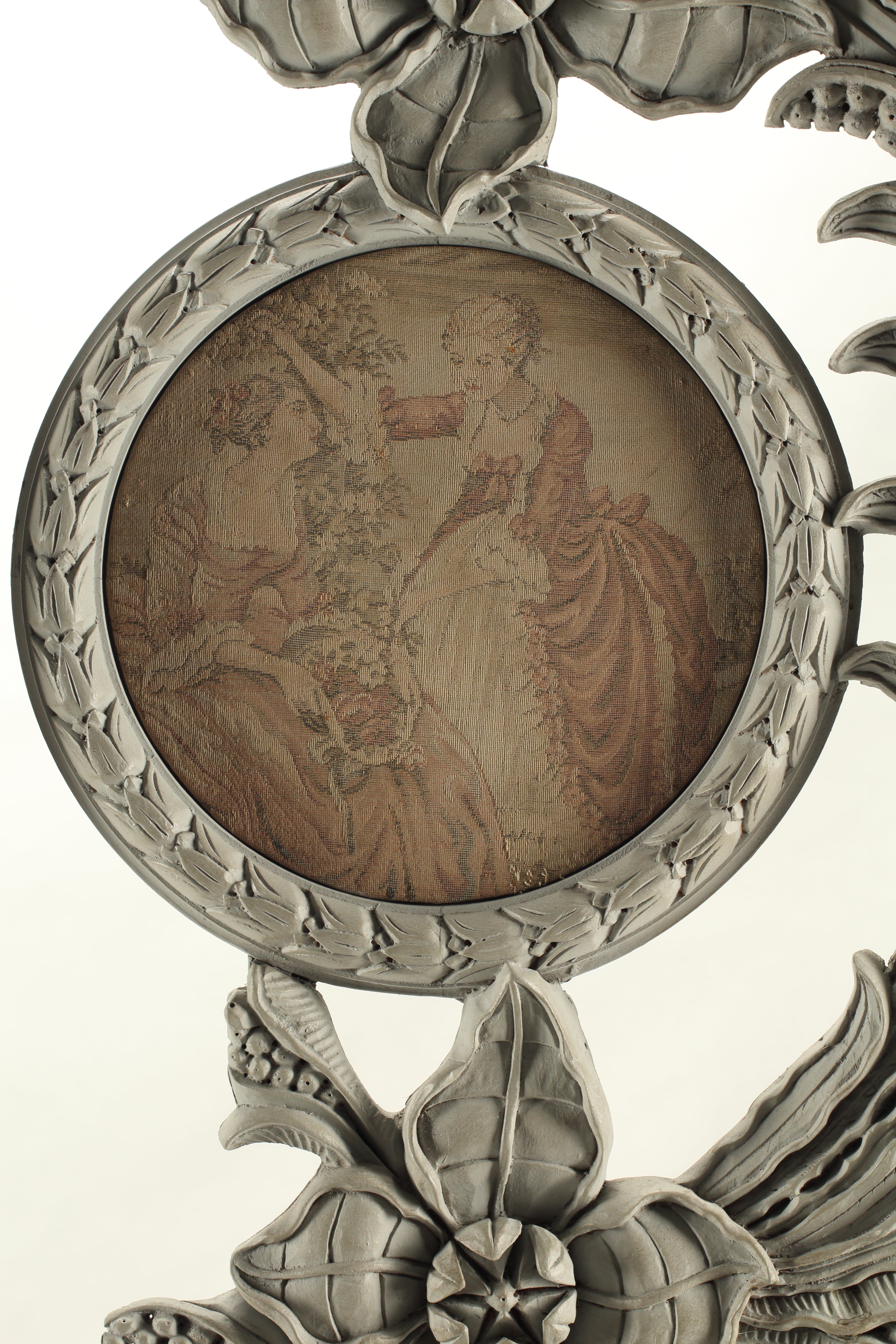 Pair of Art Nouveau Style Ornaments with Tapestry Inserts, 20th Century French