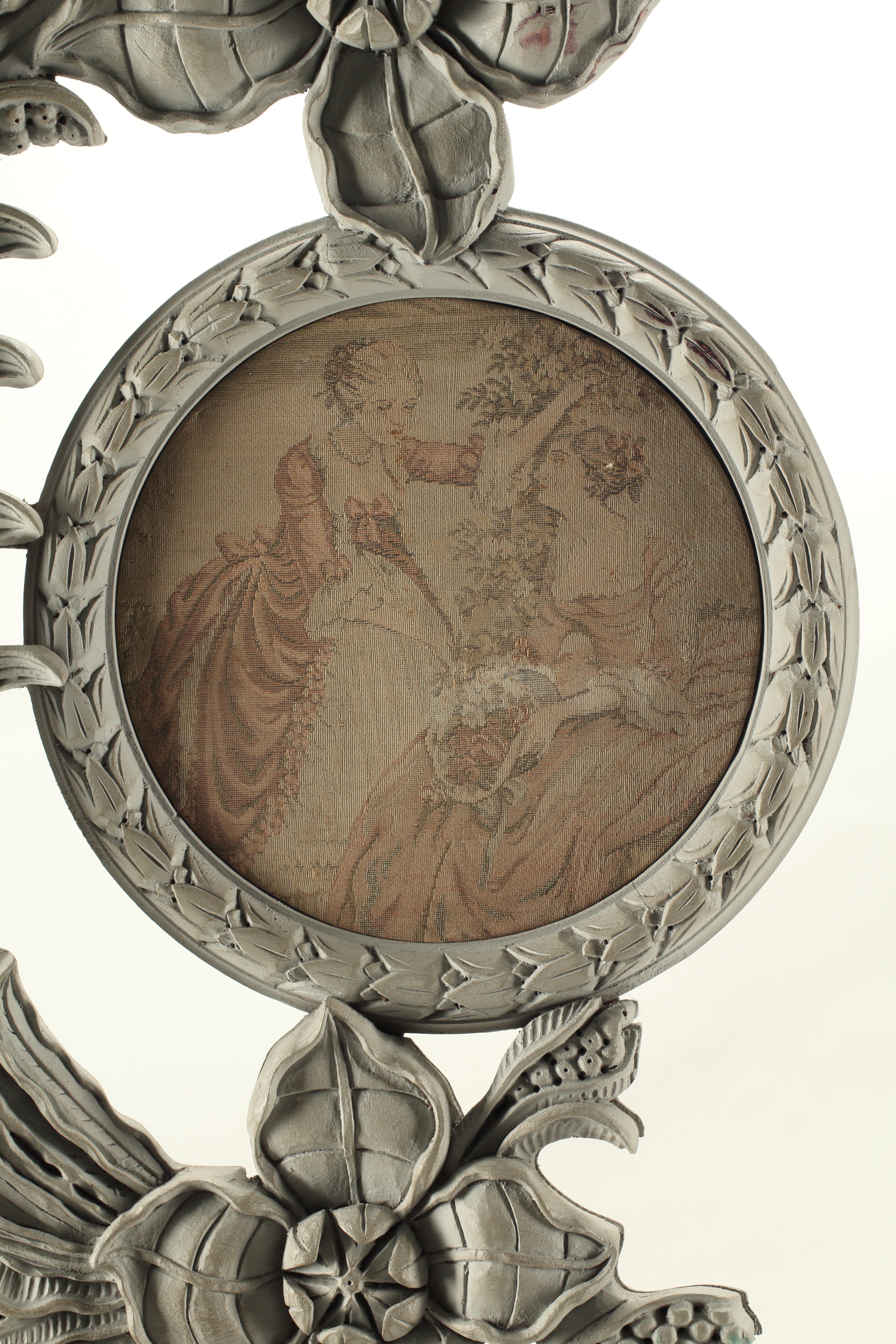 Pair of Art Nouveau Style Ornaments with Tapestry Inserts, 20th Century French
