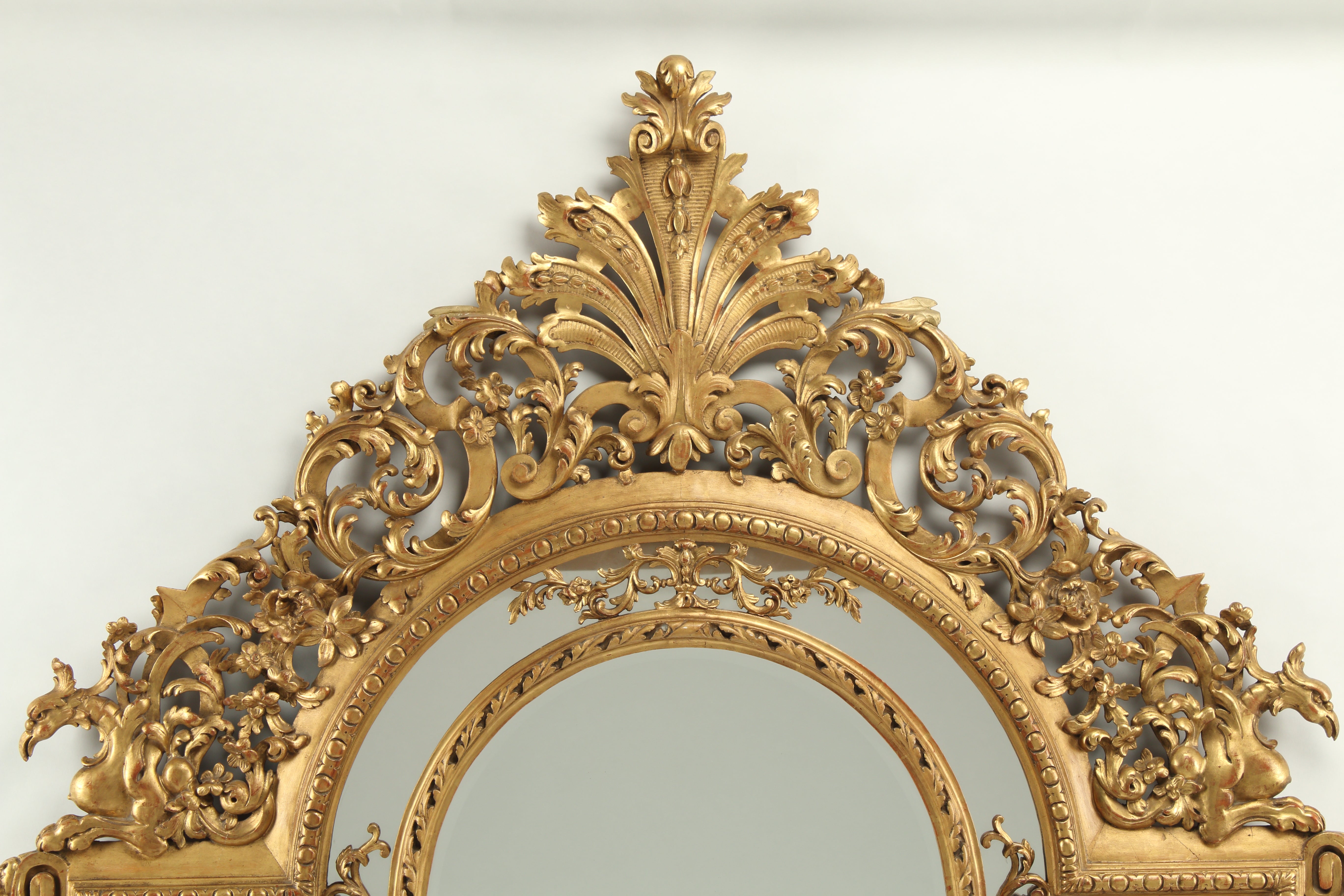 Pair of Neoclassical Style Wood Carved and Gilded Mirrors, 20th Century French