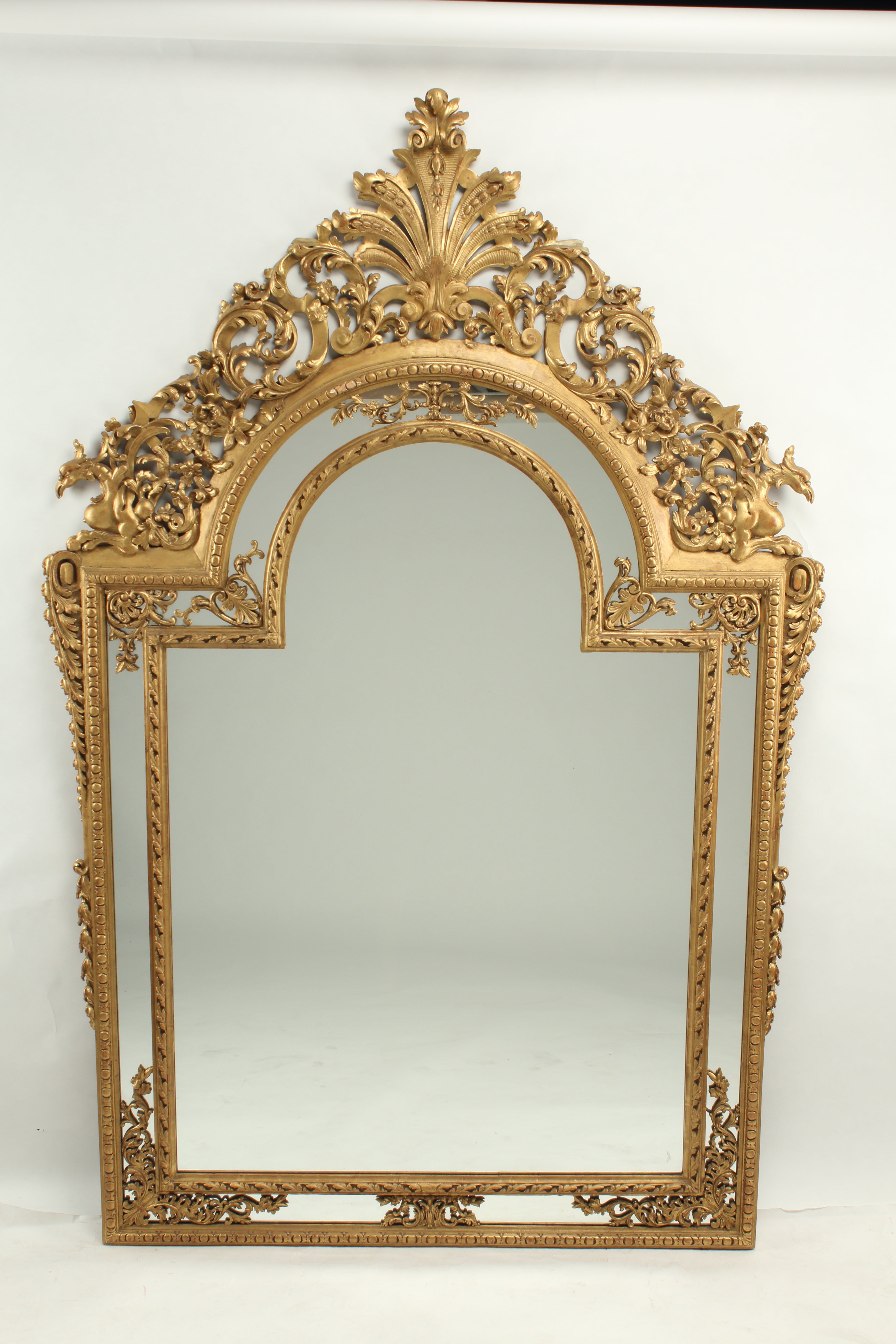 Pair of Neoclassical Style Wood Carved and Gilded Mirrors, 20th Century French