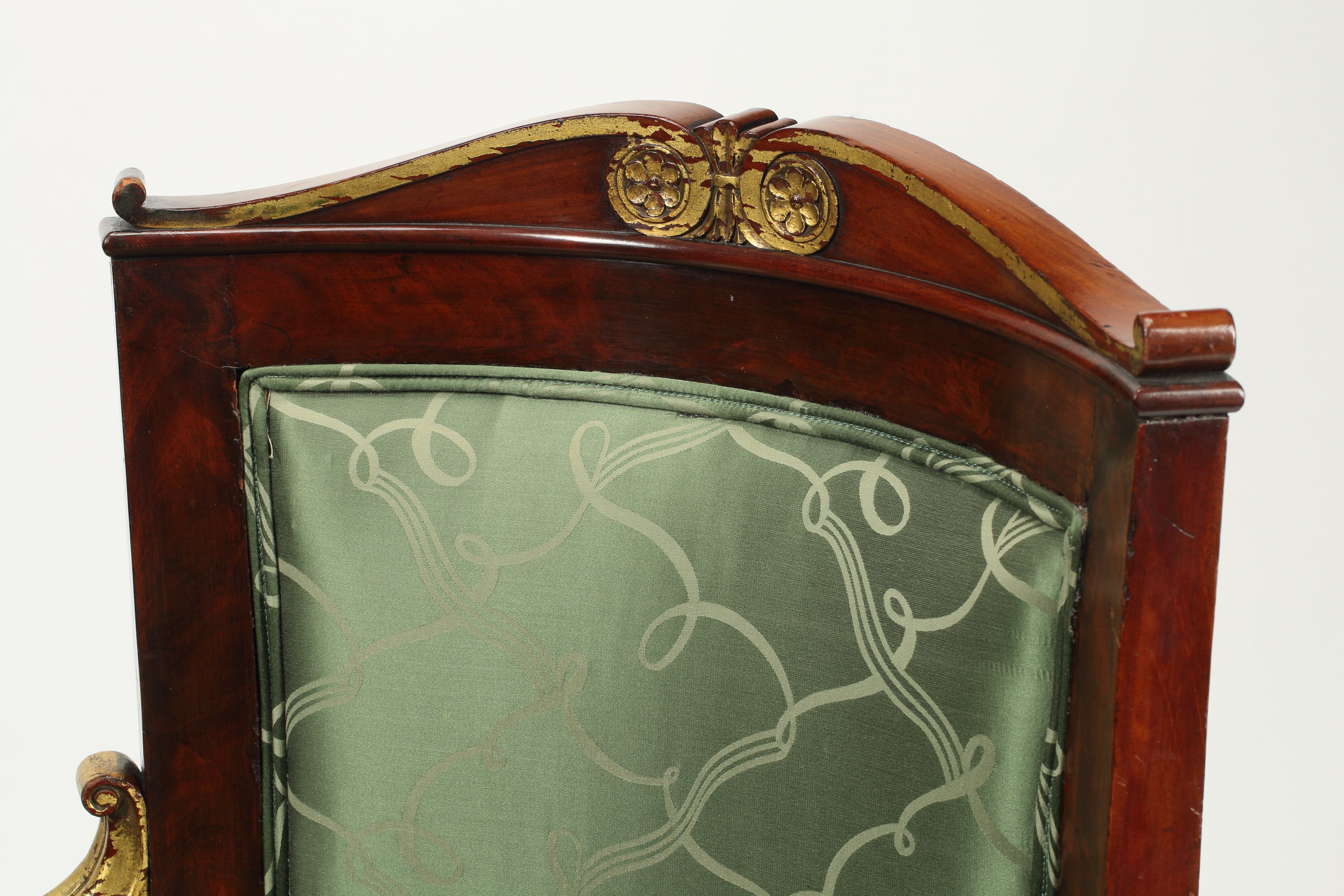 19th Century Empire Style Parcel Gilt Mahogany Armchair