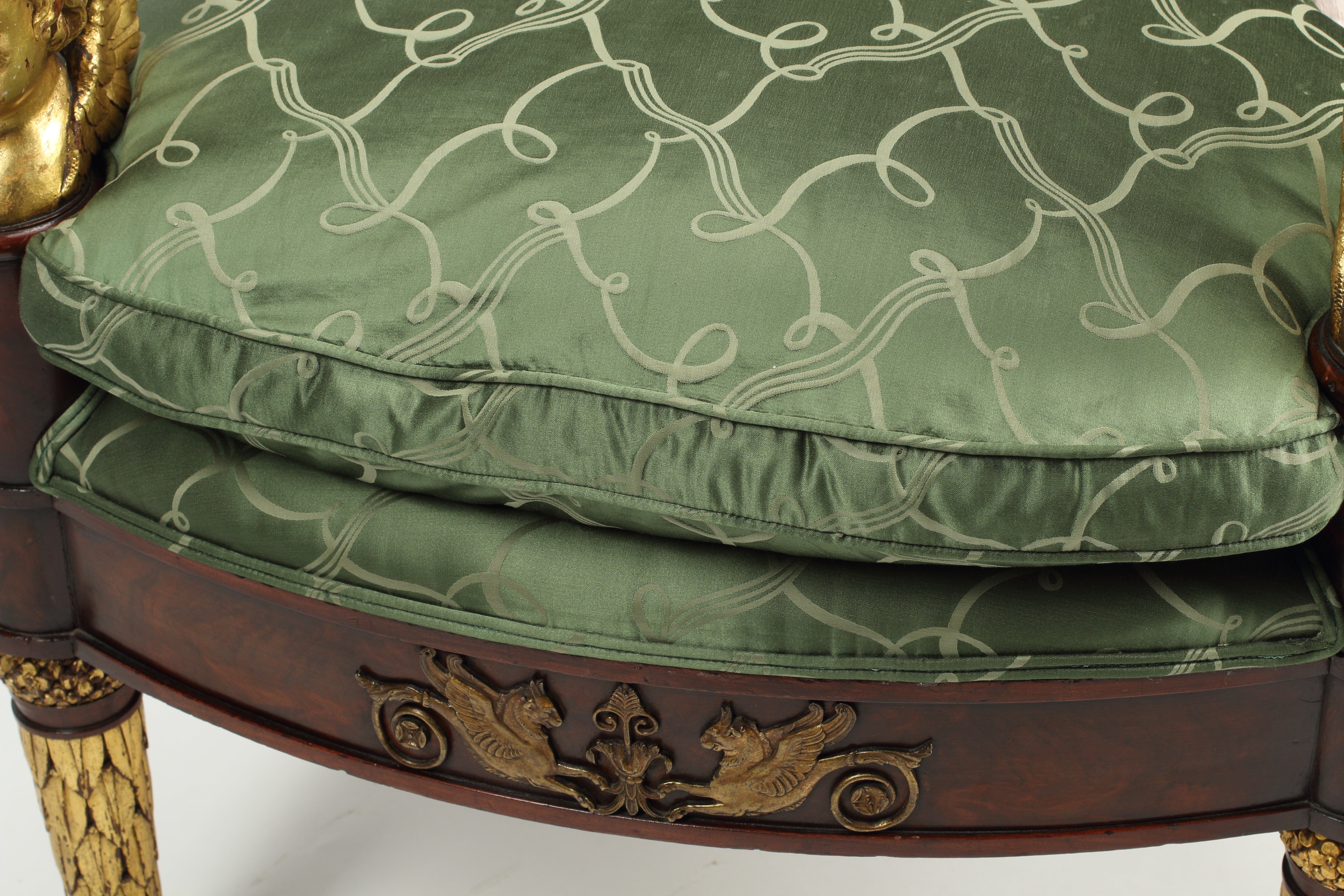 19th Century Empire Style Parcel Gilt Mahogany Armchair