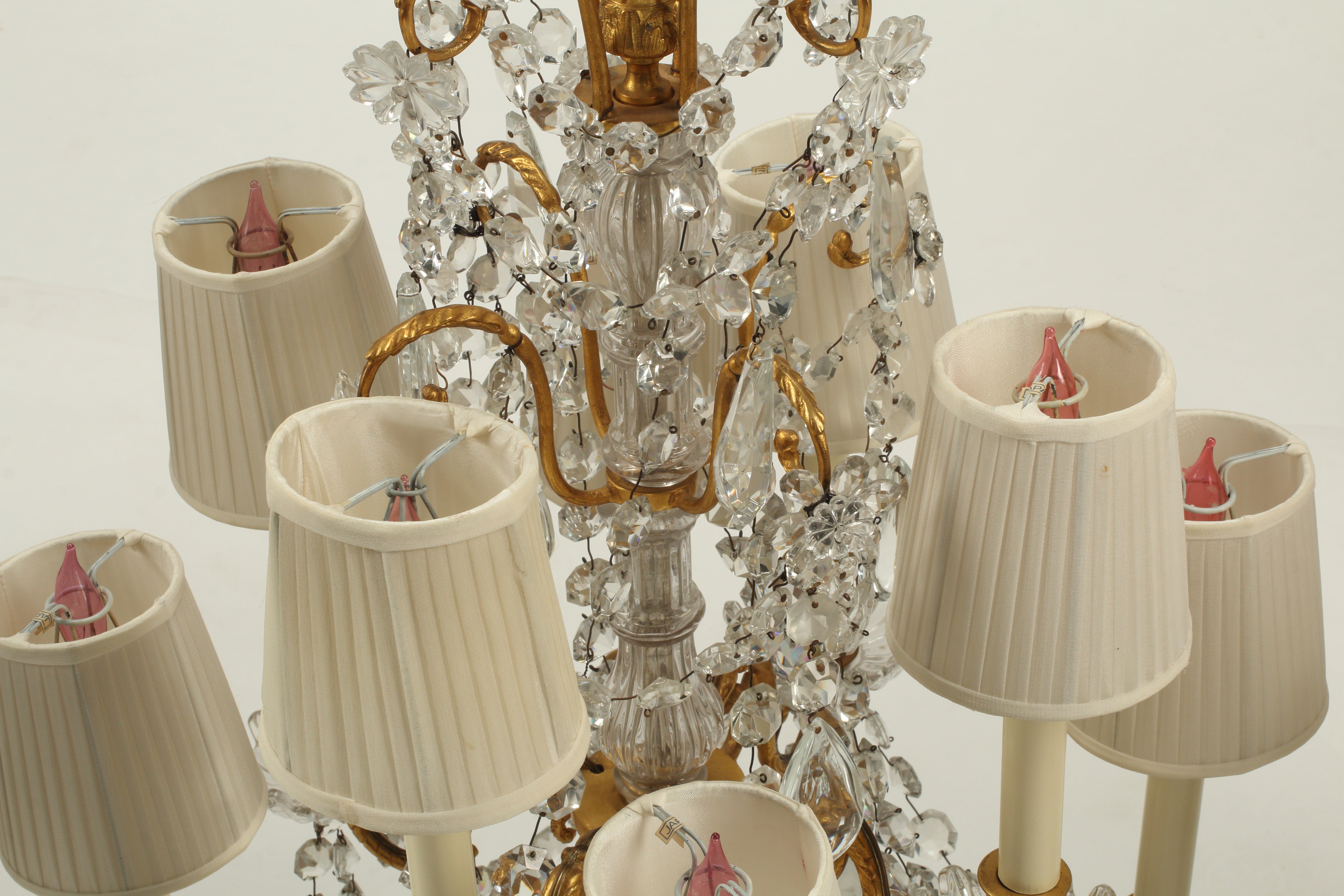 Set of Four Doré Bronze and Crystal Louis XV Style Girandoles, 19th Century