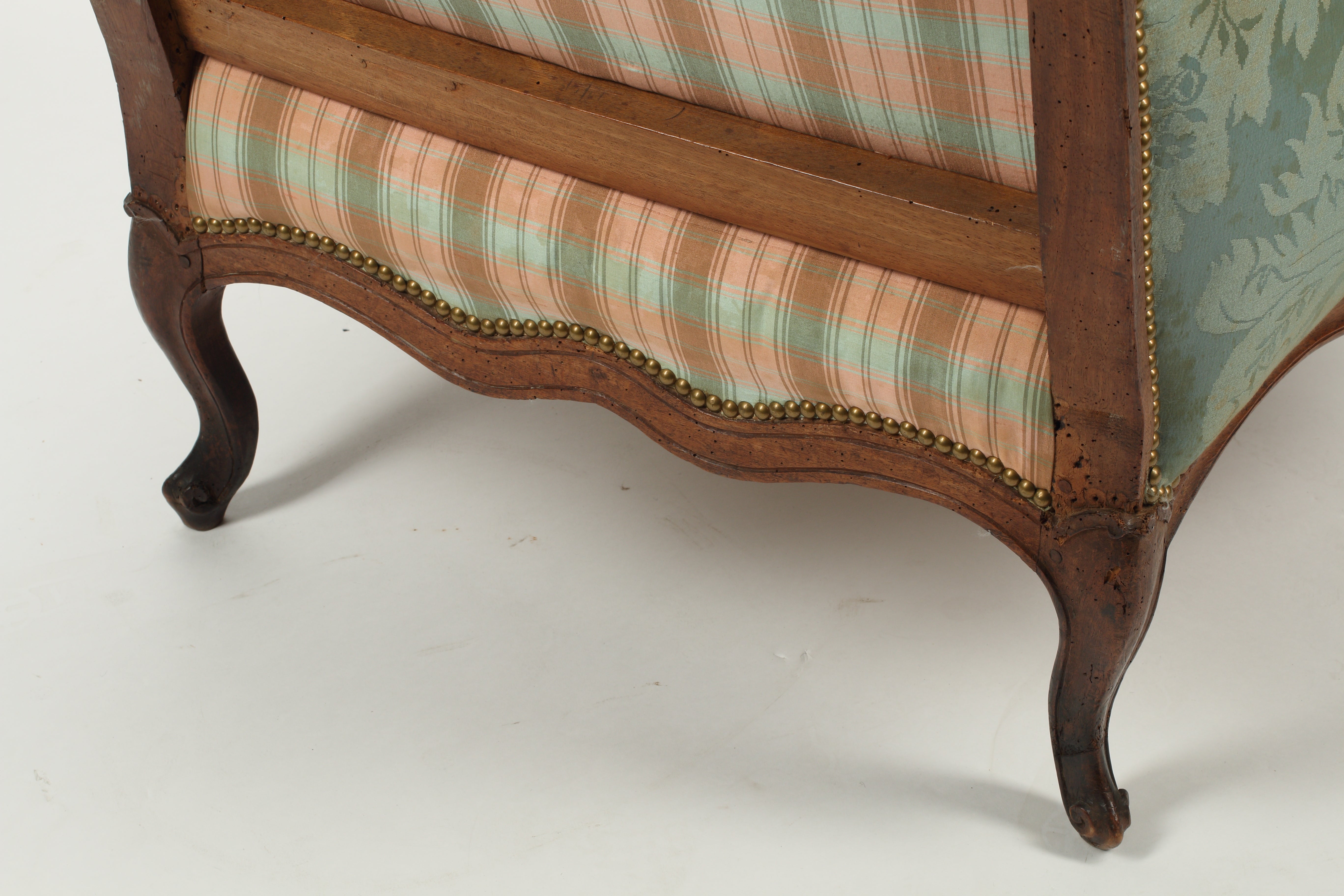 18th Century Walnut Bregere, Upholstered