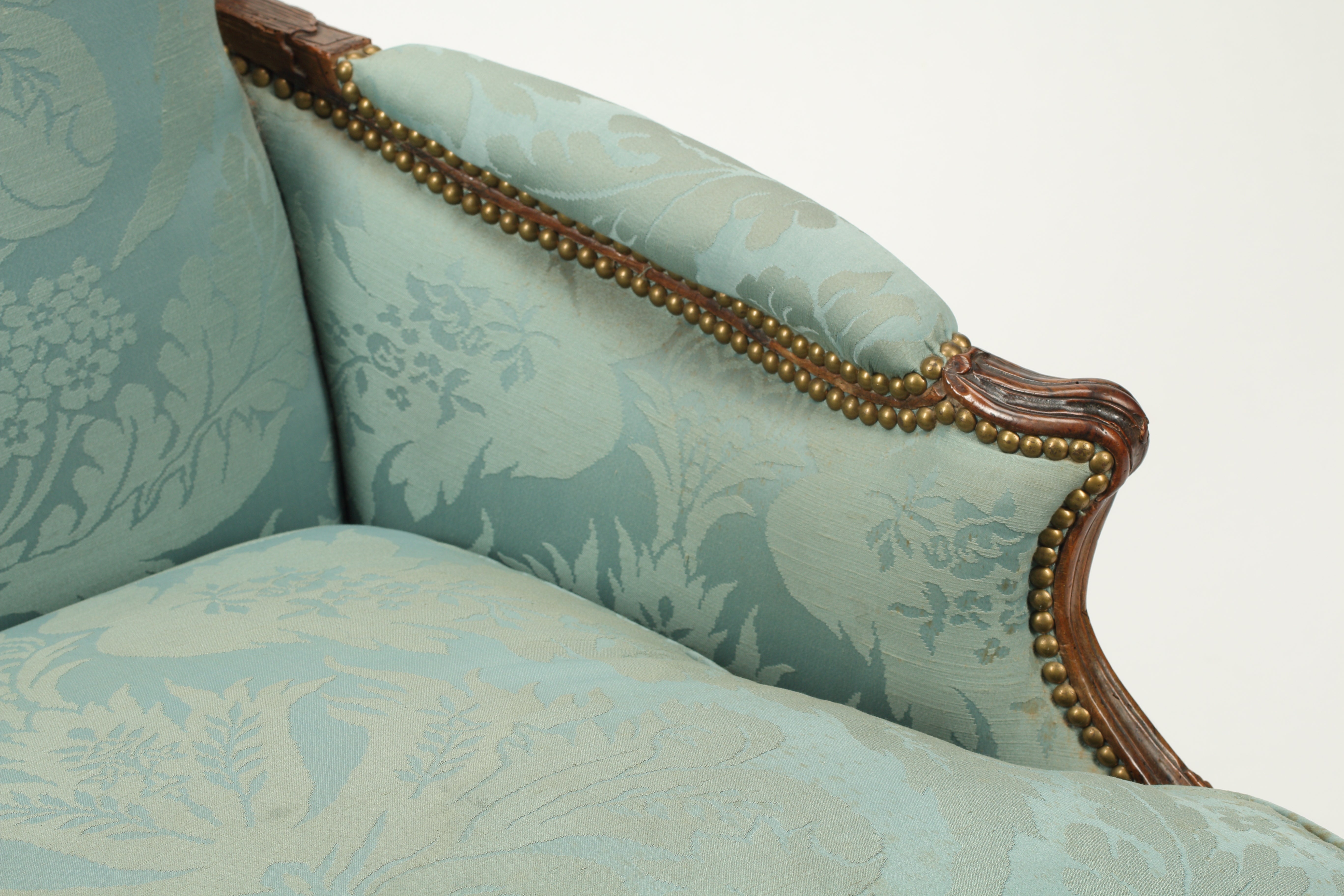 18th Century Walnut Bregere, Upholstered