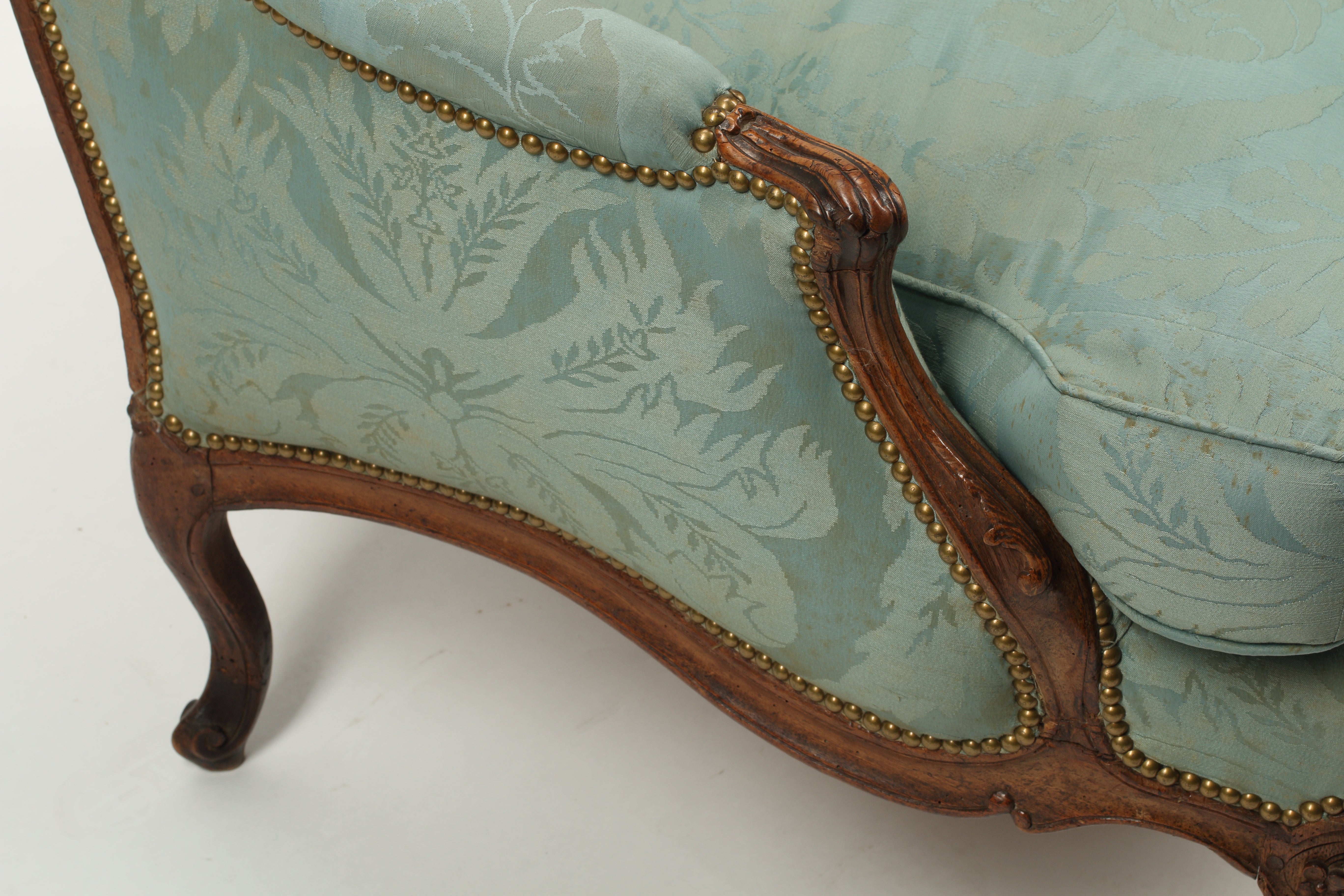 18th Century Walnut Bregere, Upholstered