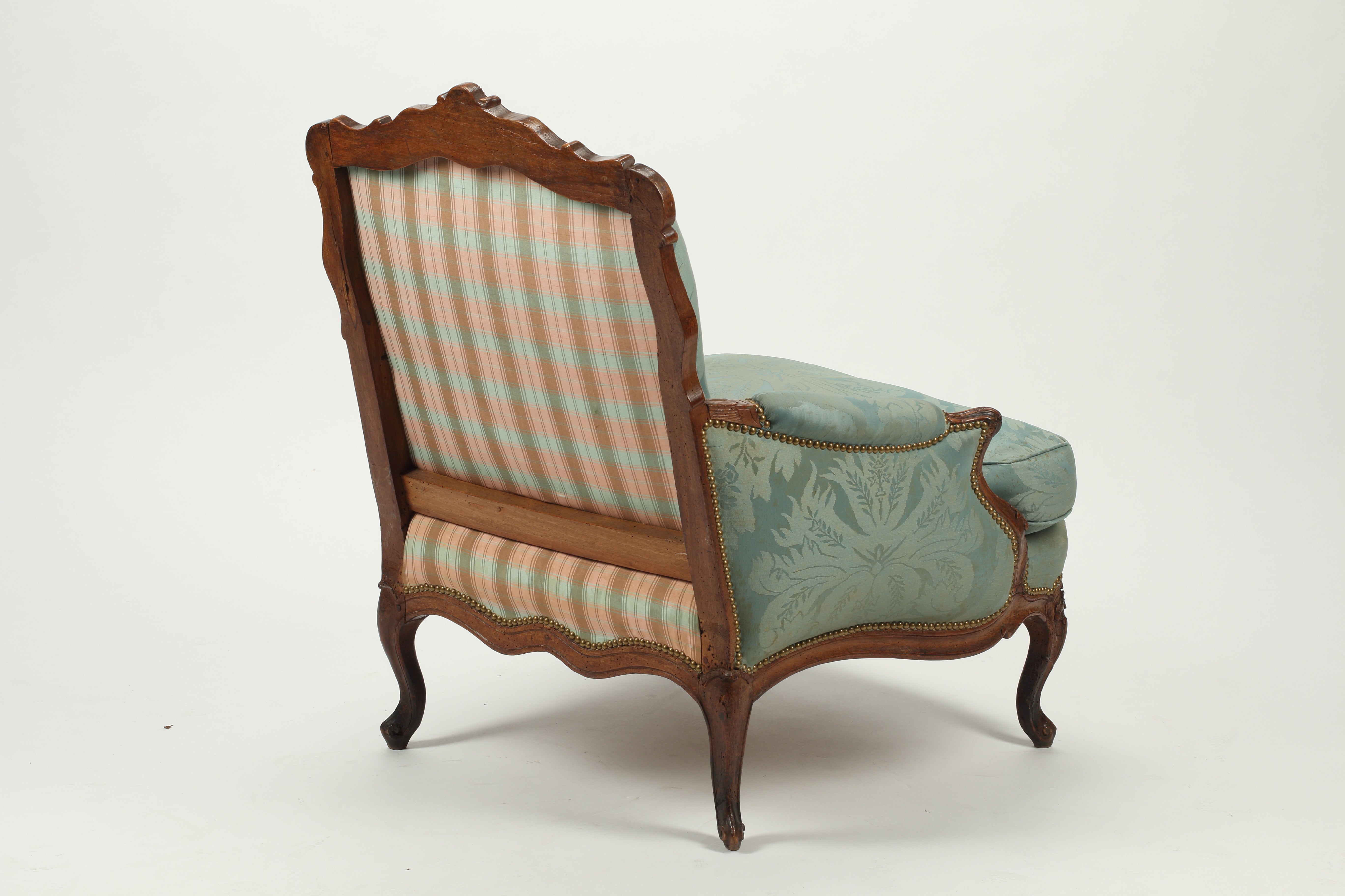 18th Century Walnut Bregere, Upholstered