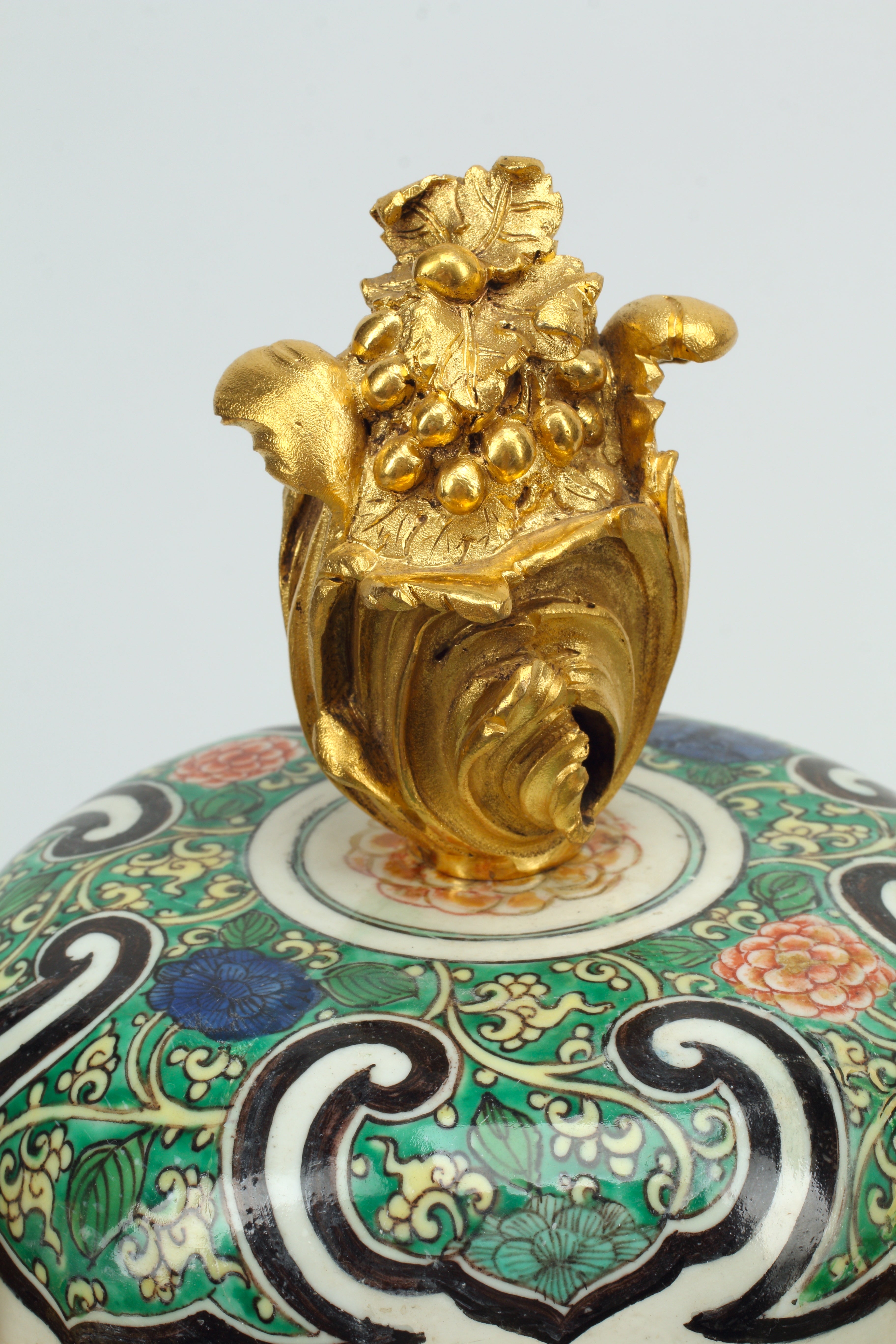 Pair of Samson Porcelain Urns with Ormolu Mounts, 19th Century French