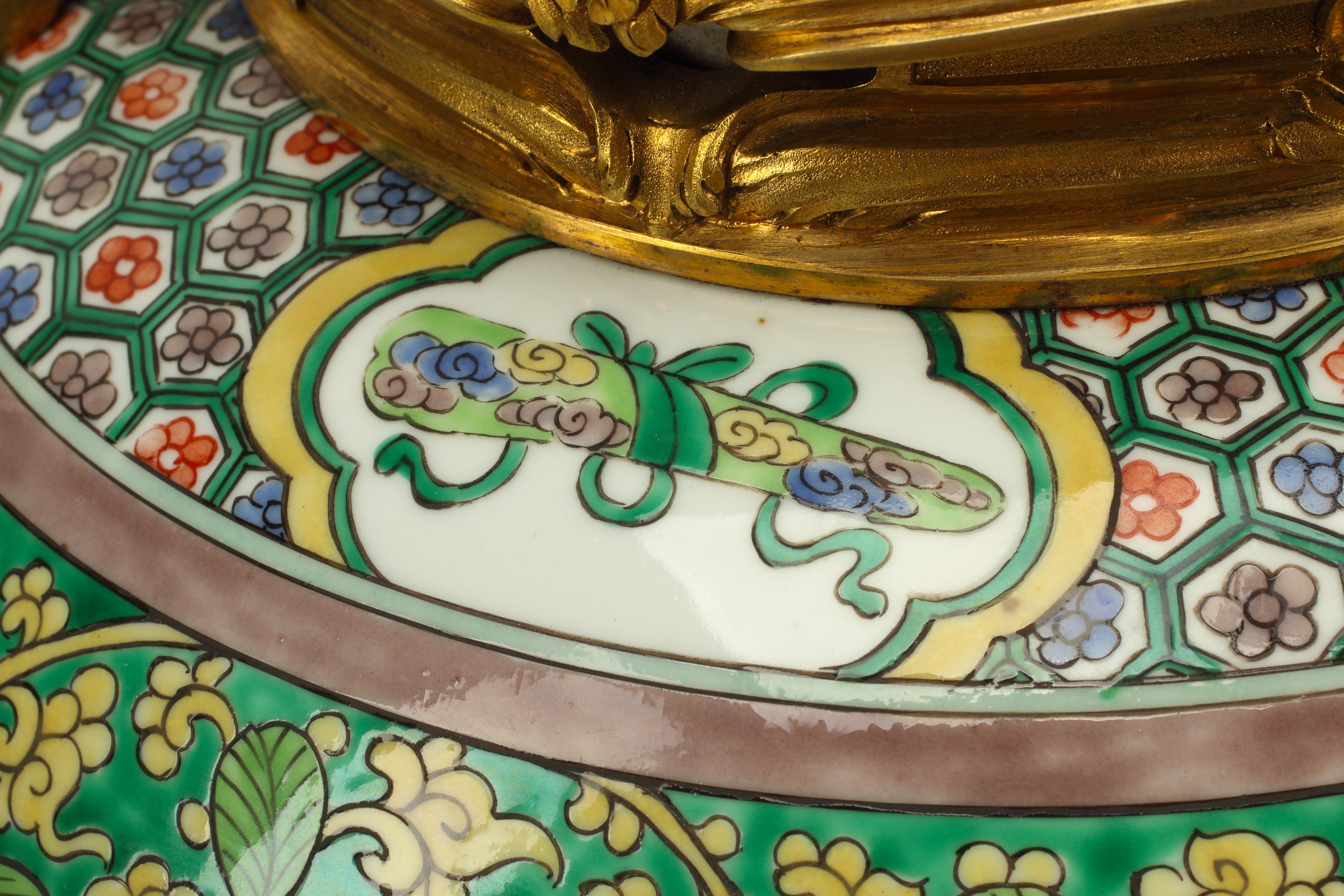 Pair of Samson Porcelain Urns with Ormolu Mounts, 19th Century French