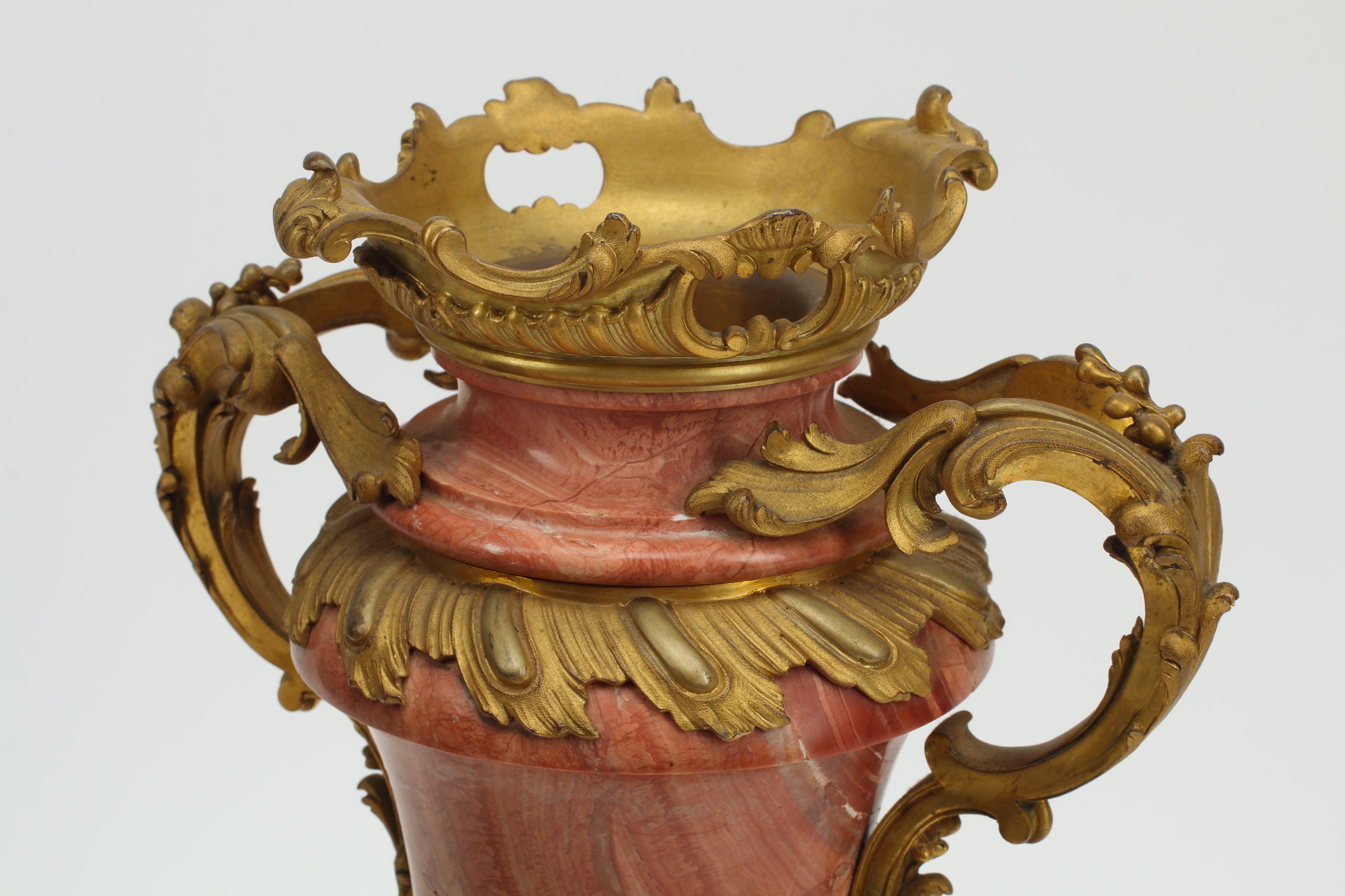 Pair of Ormolu Bronze and Red  Marble Urns, French 19th Century