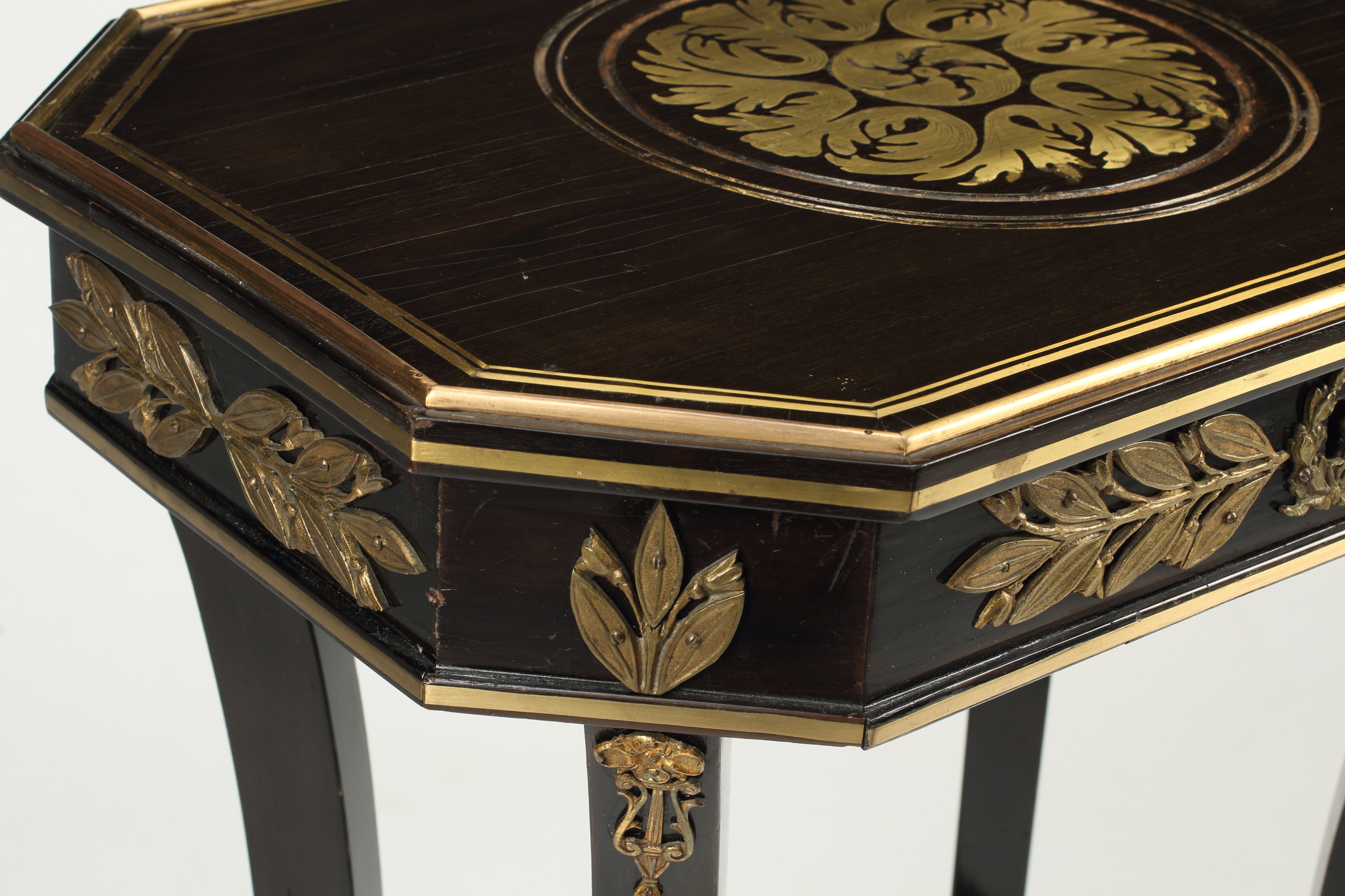 Napoleon III Parcel Gilt Ebony Veneered Side Table