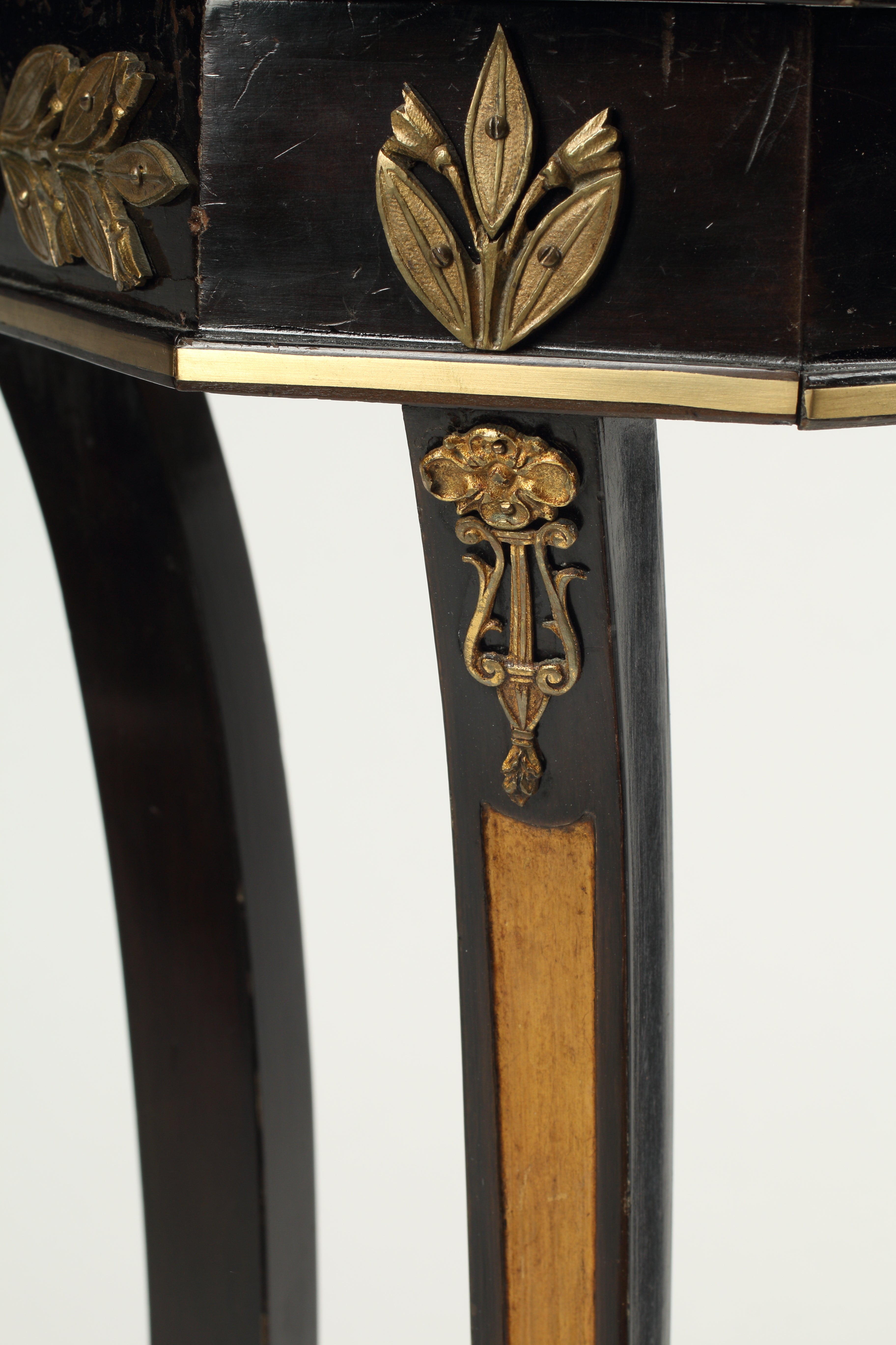 Napoleon III Parcel Gilt Ebony Veneered Side Table
