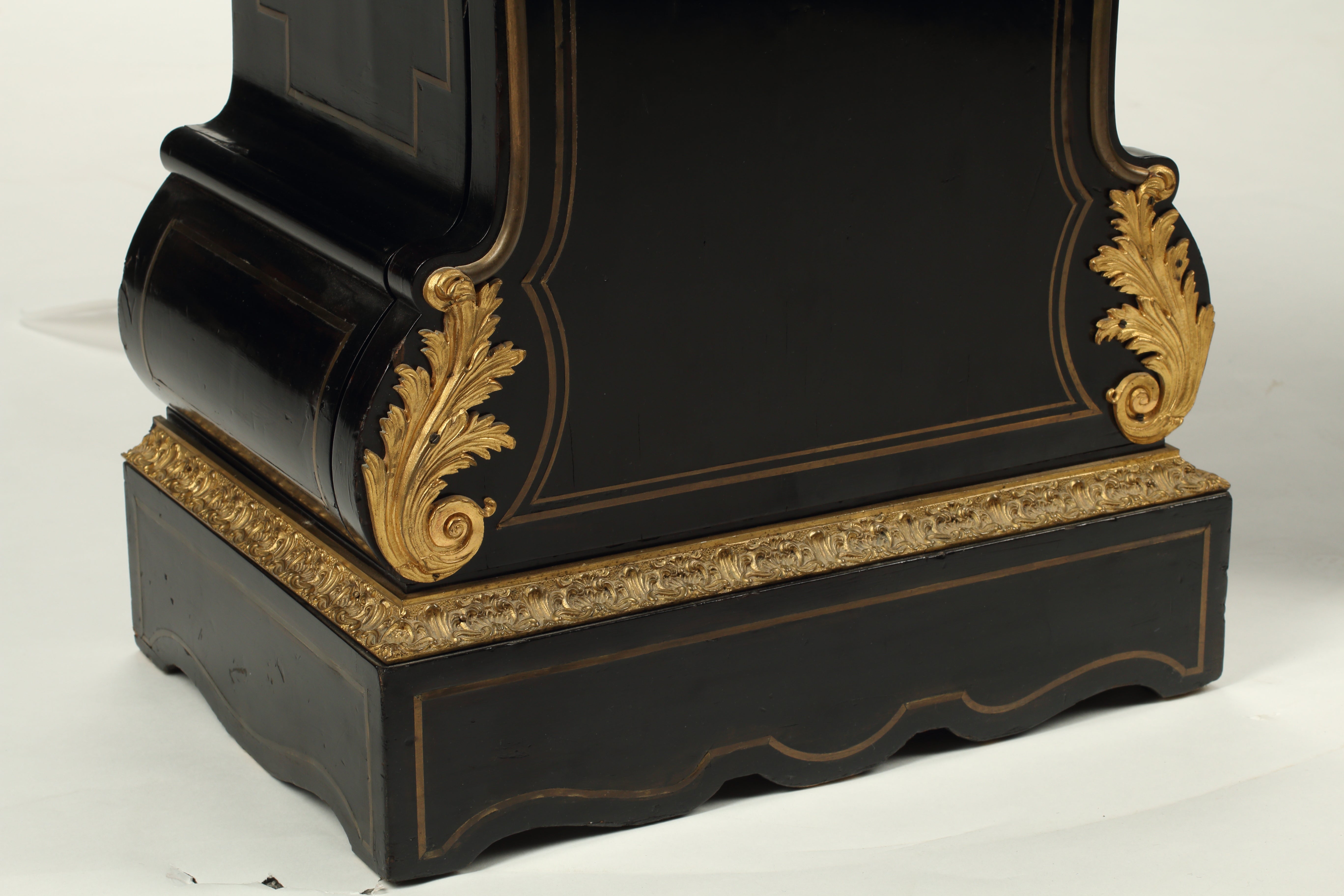 Pair of Régence Style Brass Inlaid and Ebonized Pedestals, 19th Century French
