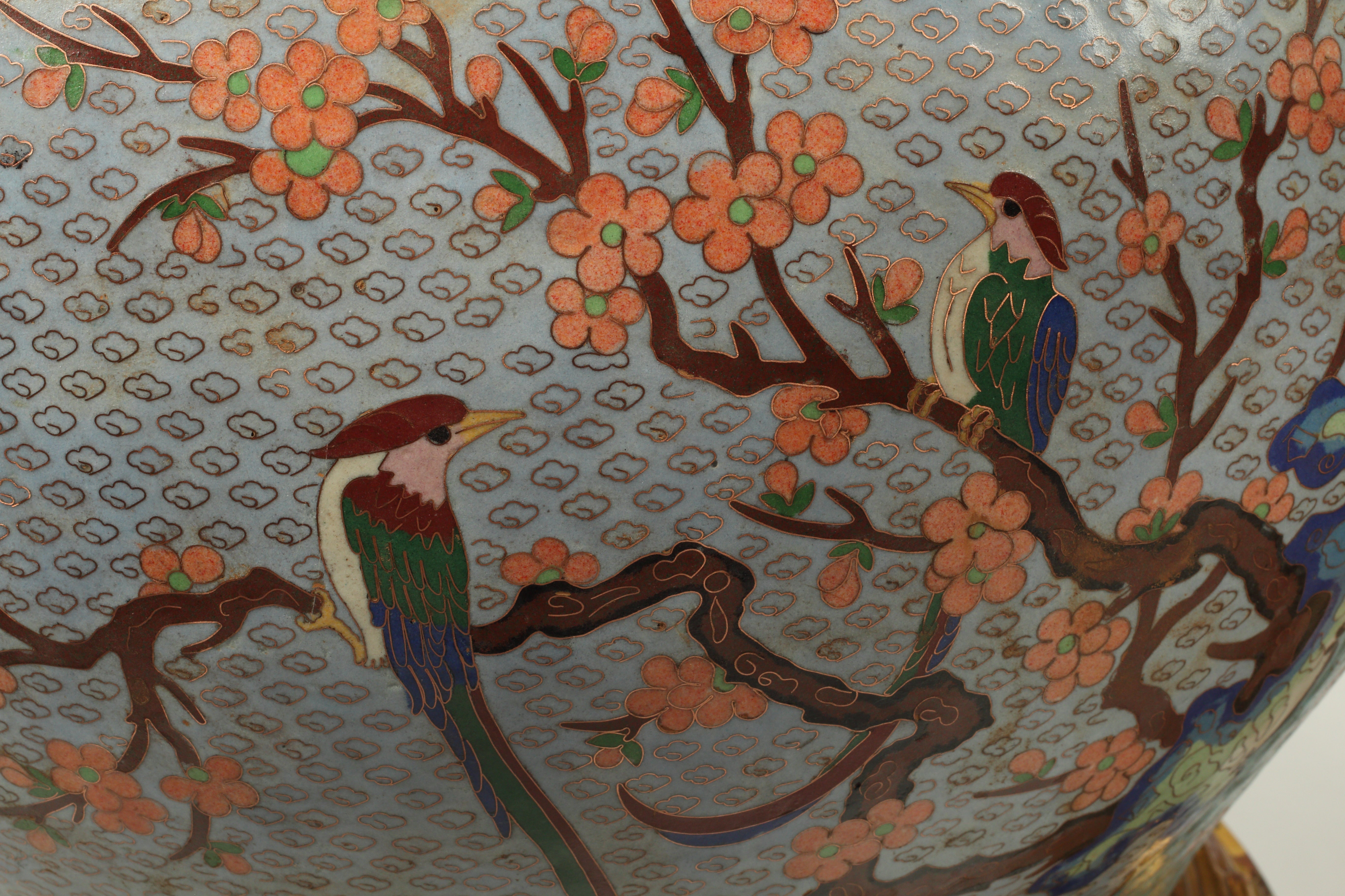 Pair of Cloisonné Over Porcelain Vases, 20th Century Chinese