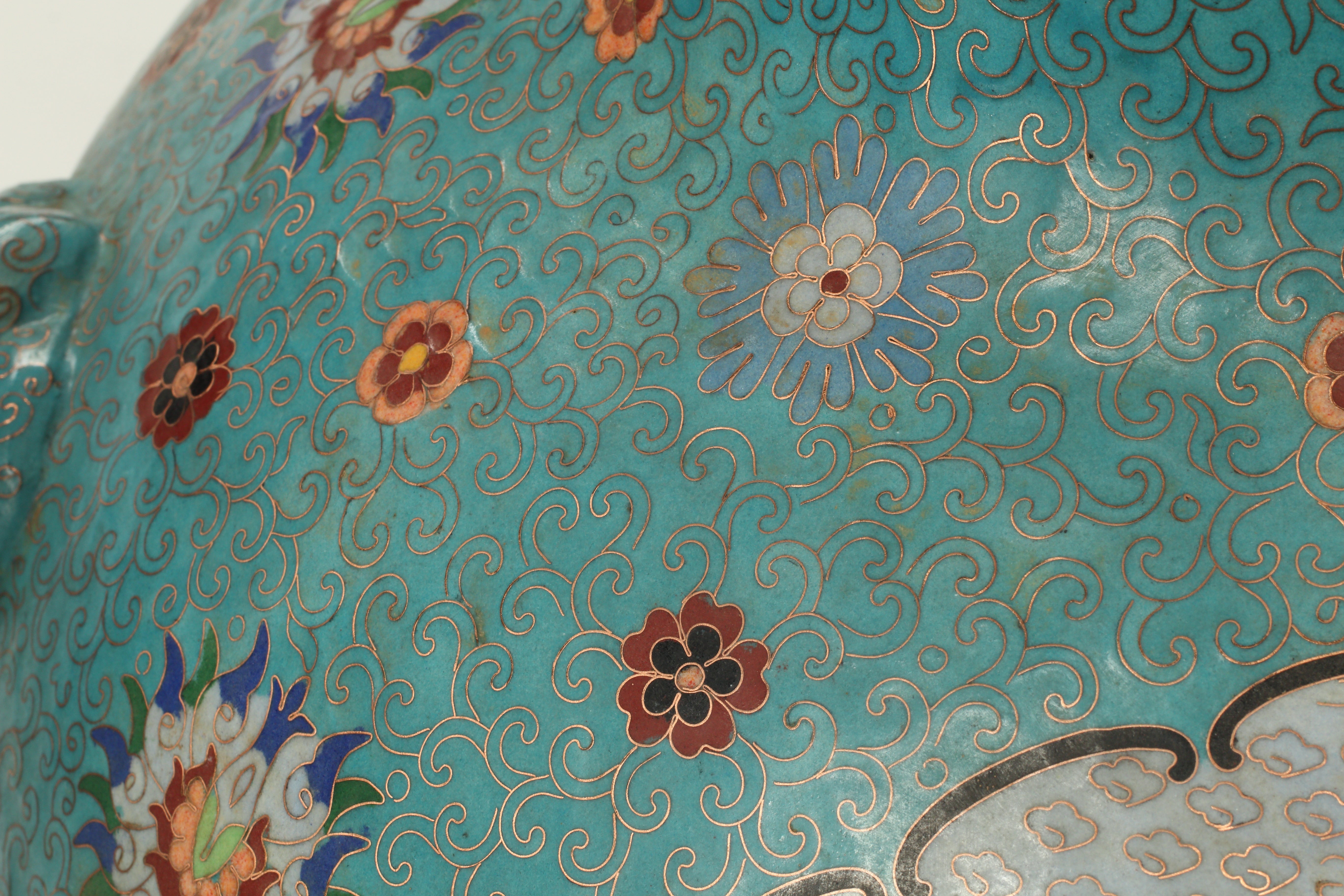 Pair of Cloisonné Over Porcelain Vases, 20th Century Chinese