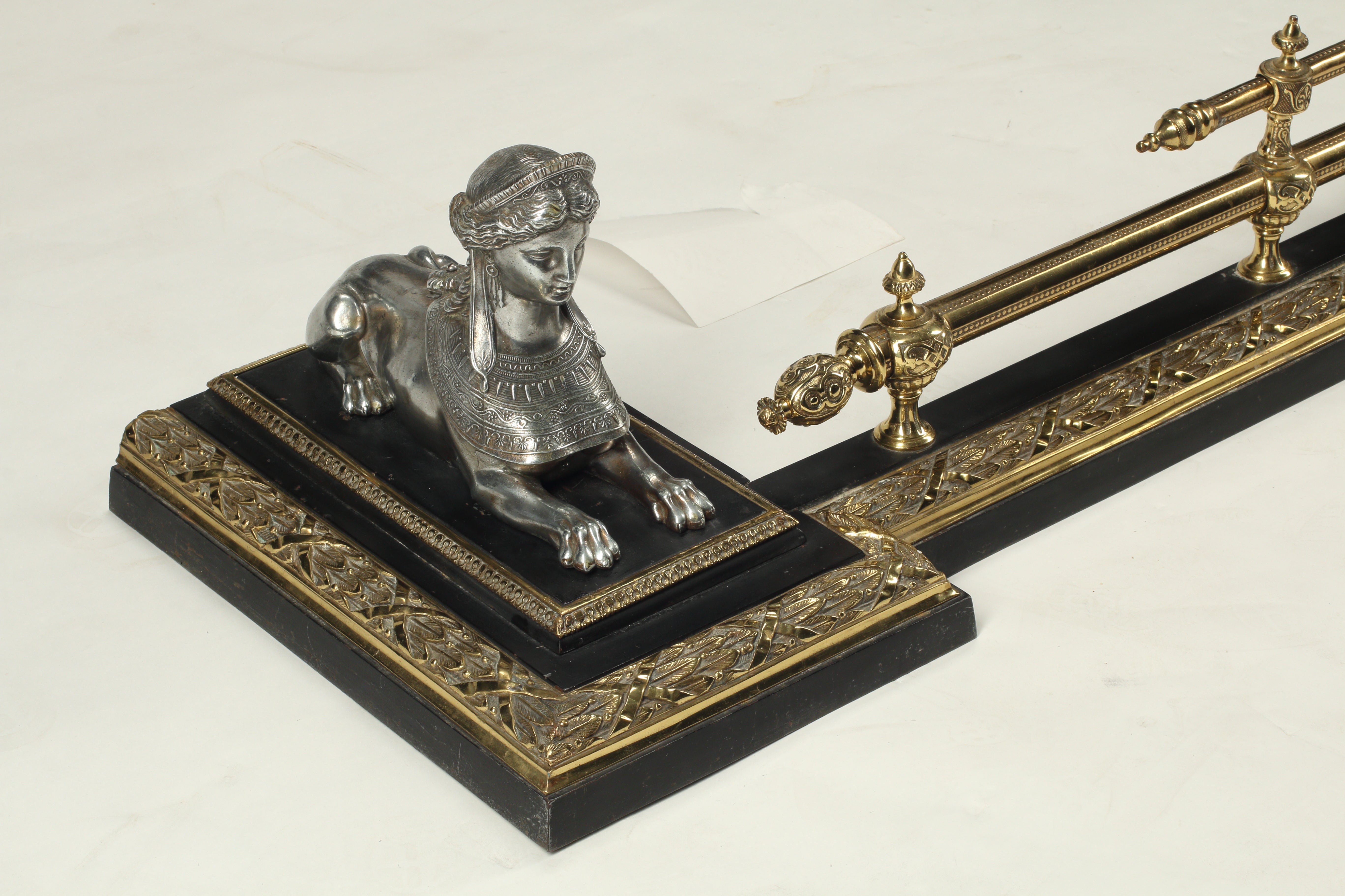 Empire Style Silvered Bronze Fire Fender, Late 19th Century French