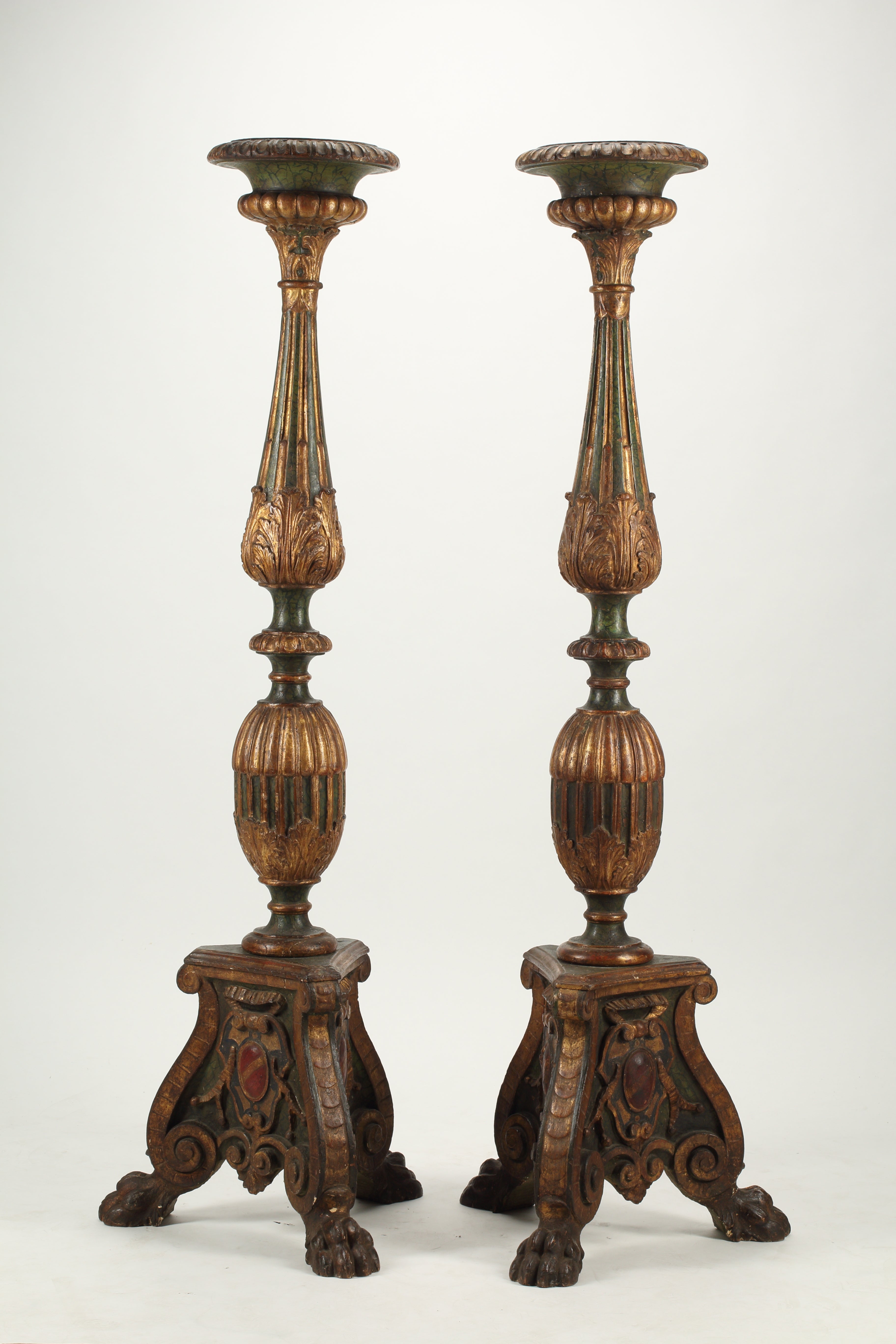 Pair of 19th Century Italian Renaissance Style Large Torcheres
