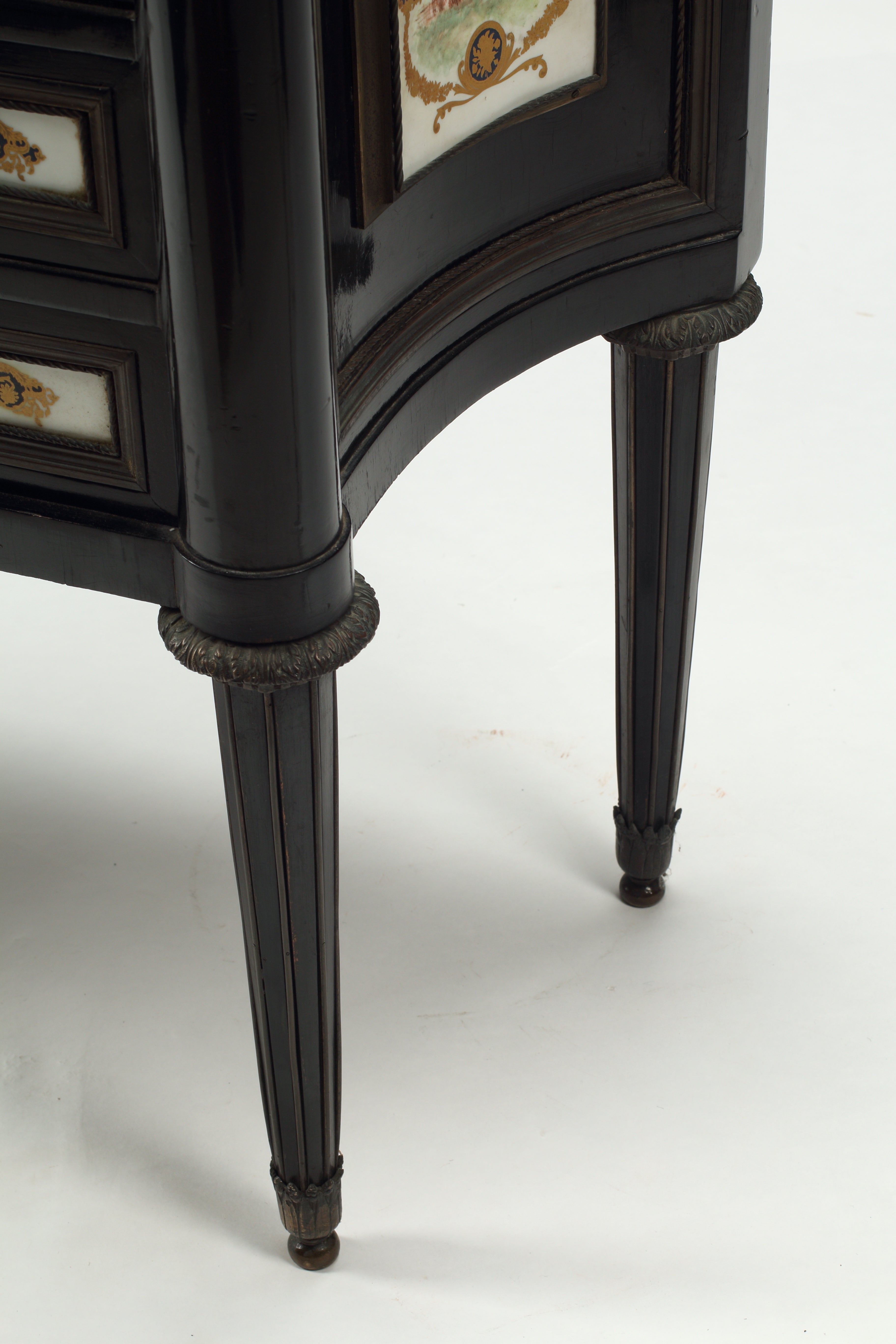 French Louis XVI Style Petite Commode with Bronze and Porcelain Mountings